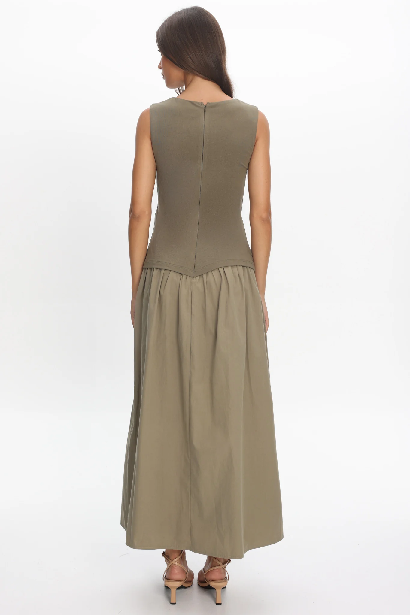 Keeeva Boatneck Maxi Dress Light Khaki - Image 2