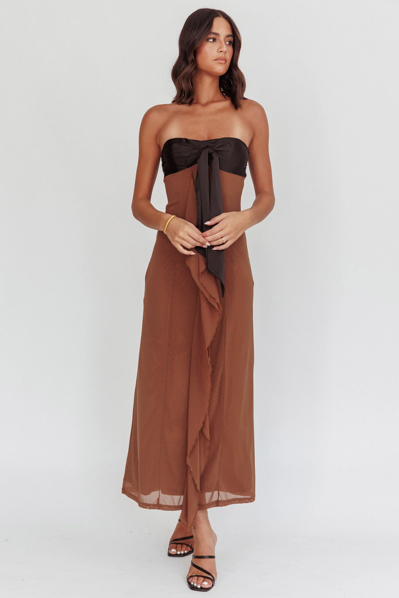 Keep Her Wild Strapless Tied Bust Dress Cedar - Image 4