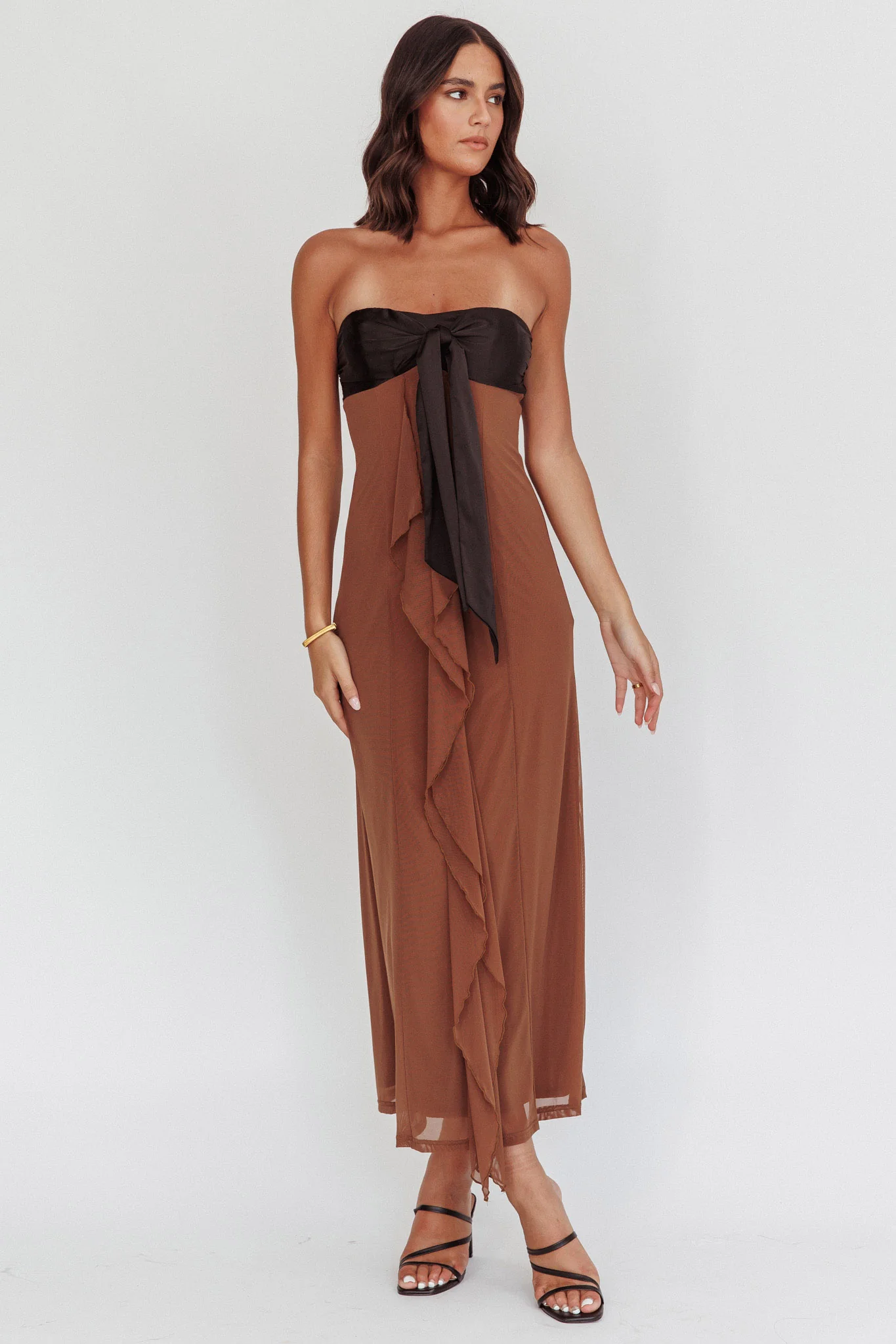 Keep Her Wild Strapless Tied Bust Dress Cedar - Image 6