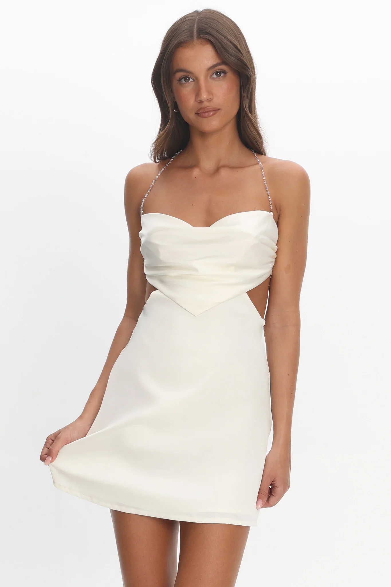 Keke Bead Strap Cut-Out Mini Dress Ivory - Image 5