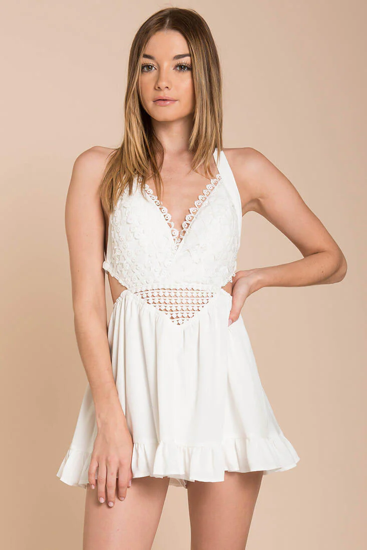 Kensington Crochet Romper White - Image 4