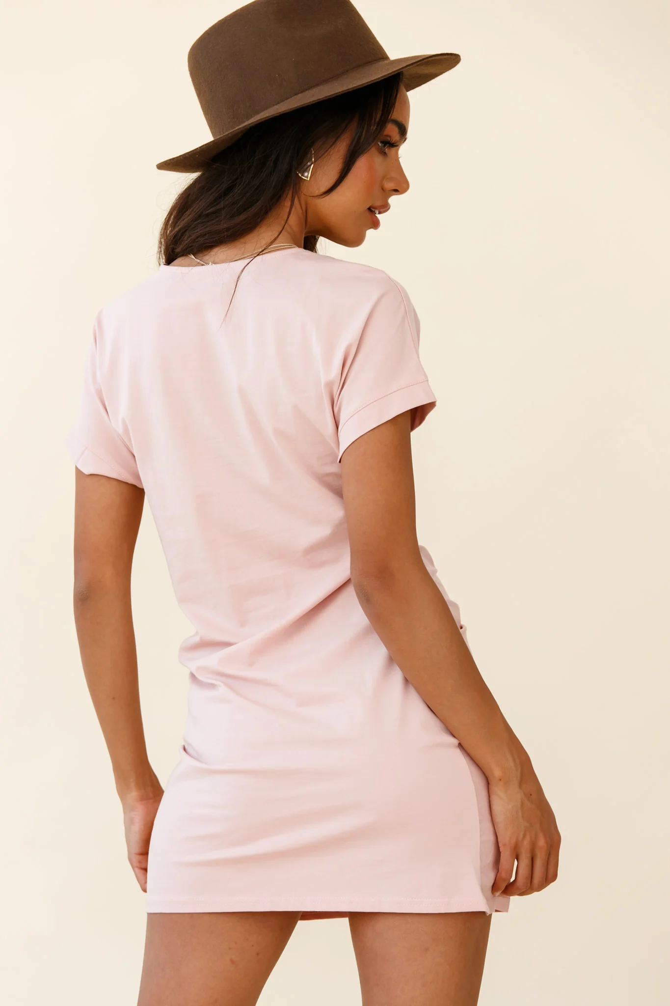 Kenya Tie Front T-Shirt Dress Blush - Image 3