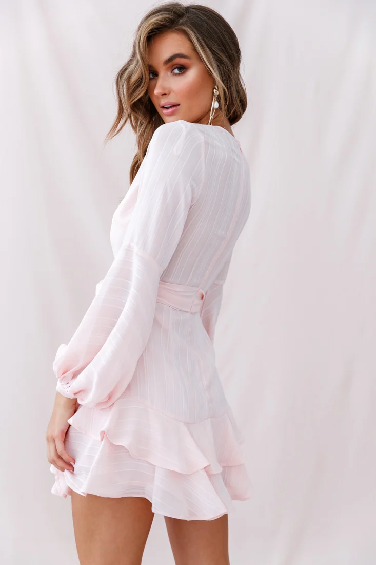 Kerry Layered Balloon Sleeve Dress Baby Pink - Image 3