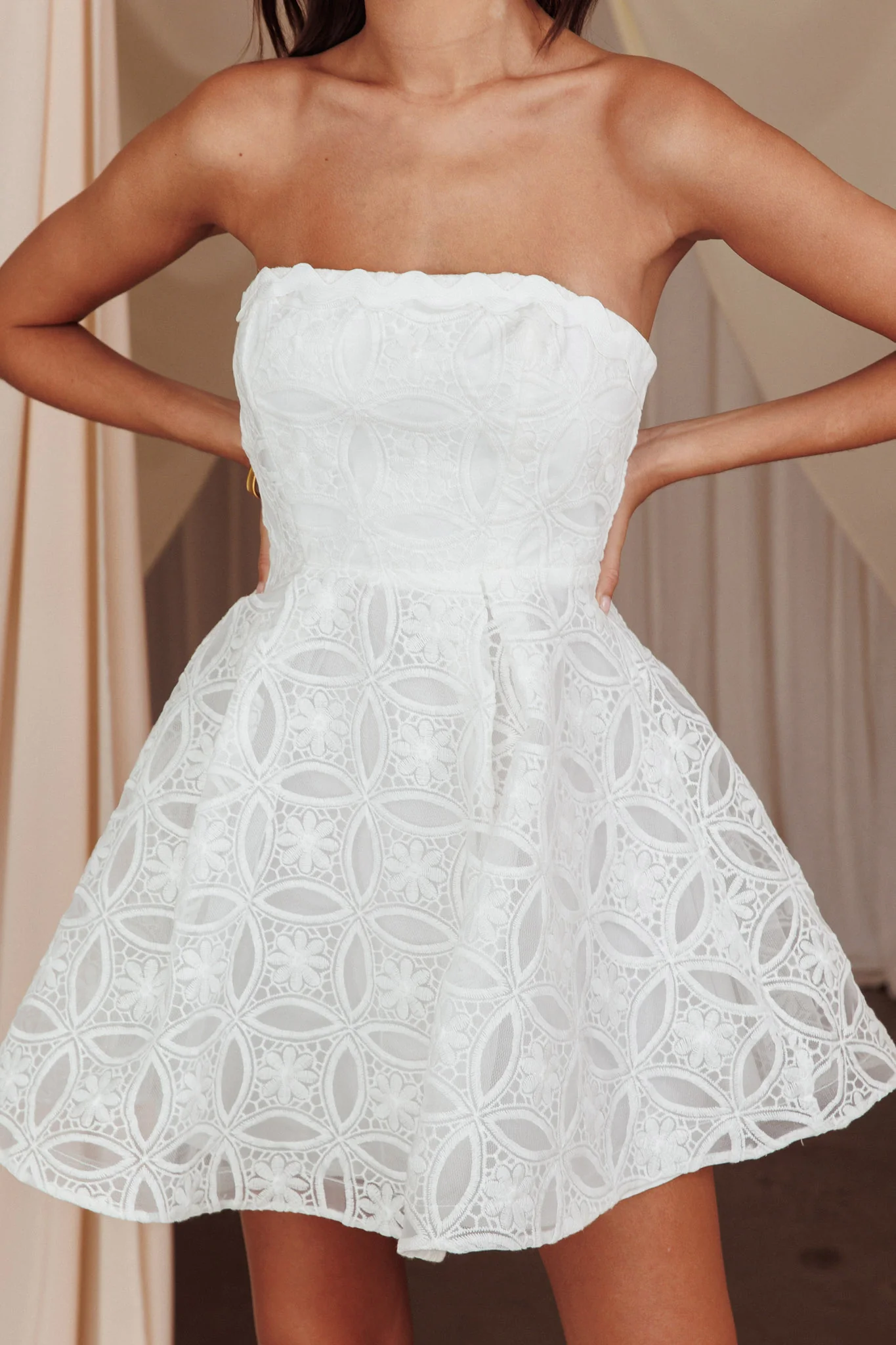 Kesenia Strapless Embroidered Mini Dress White - Image 5