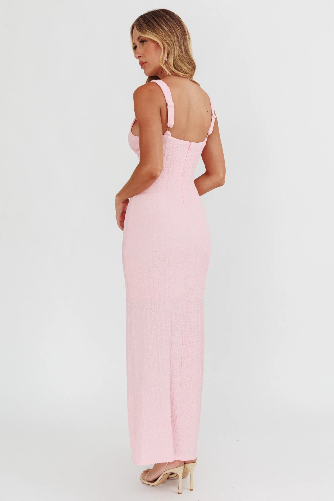 Kharissa Cut-Out Textured Maxi Dress Pink - Image 2