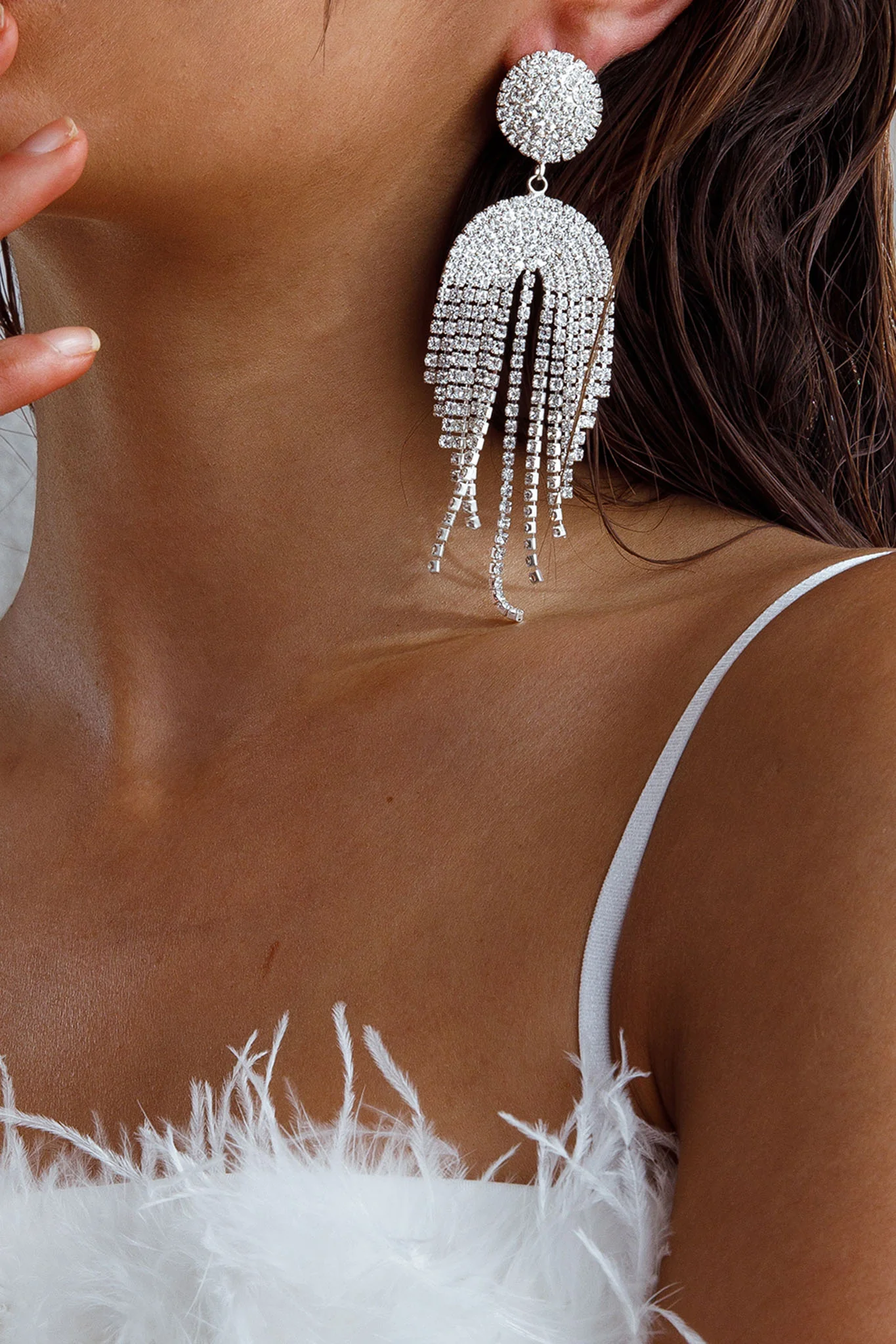 Kiara Circle Cascade Earrings Silver - Image 2