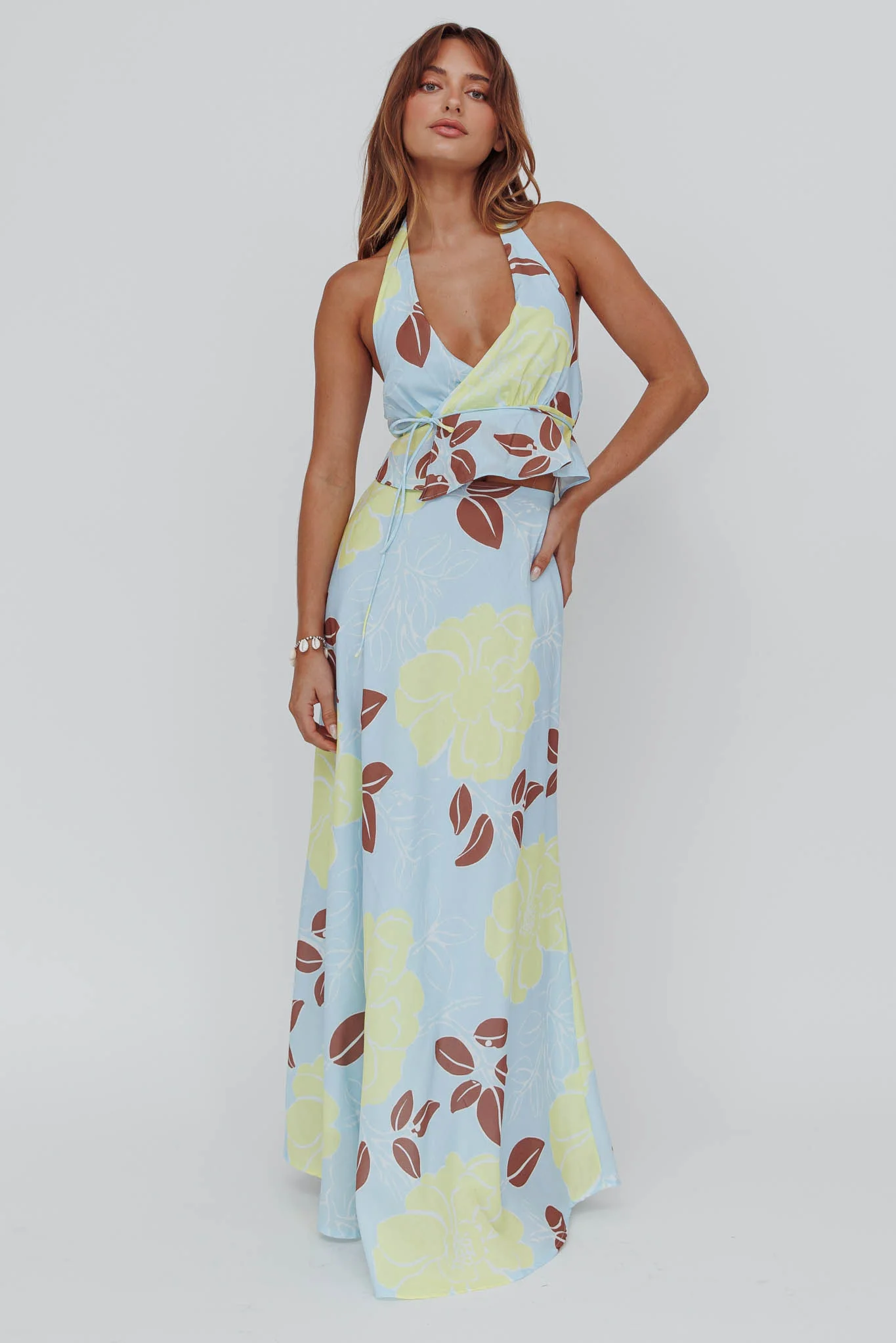 Kika Halterneck Crop Top Floral Blue - Image 4