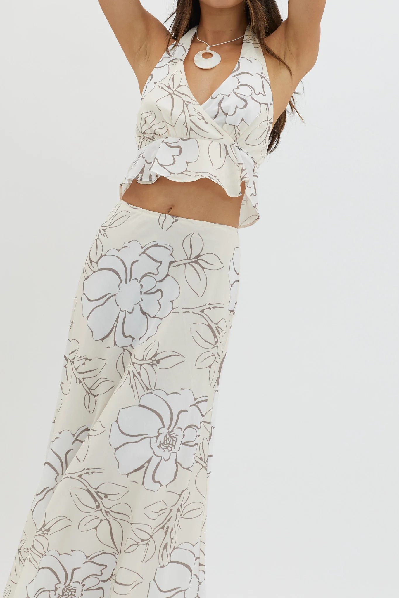 Kika Maxi Skirt Floral Cream - Image 3