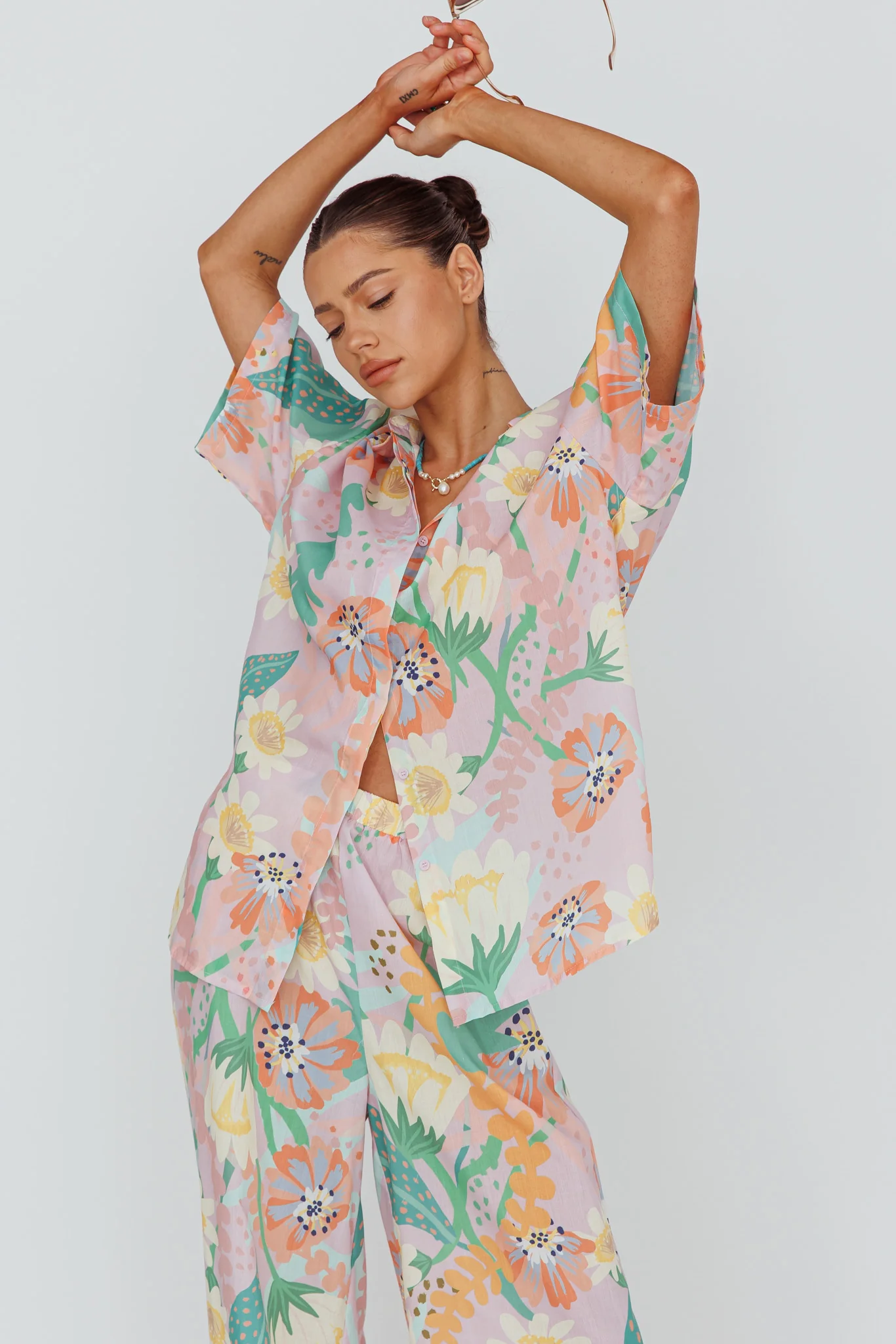 Kiko Button-Up Shirt Print Pink Multi - Image 5