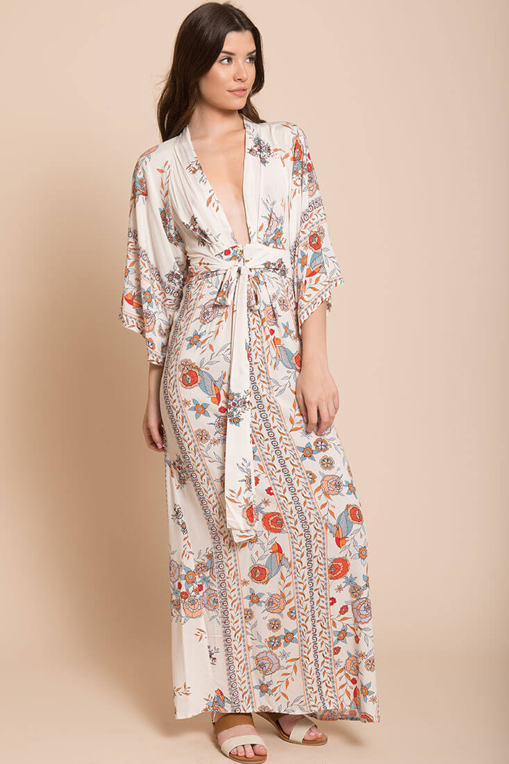 Kira Boho Floral Maxi Dress Orange - Image 4