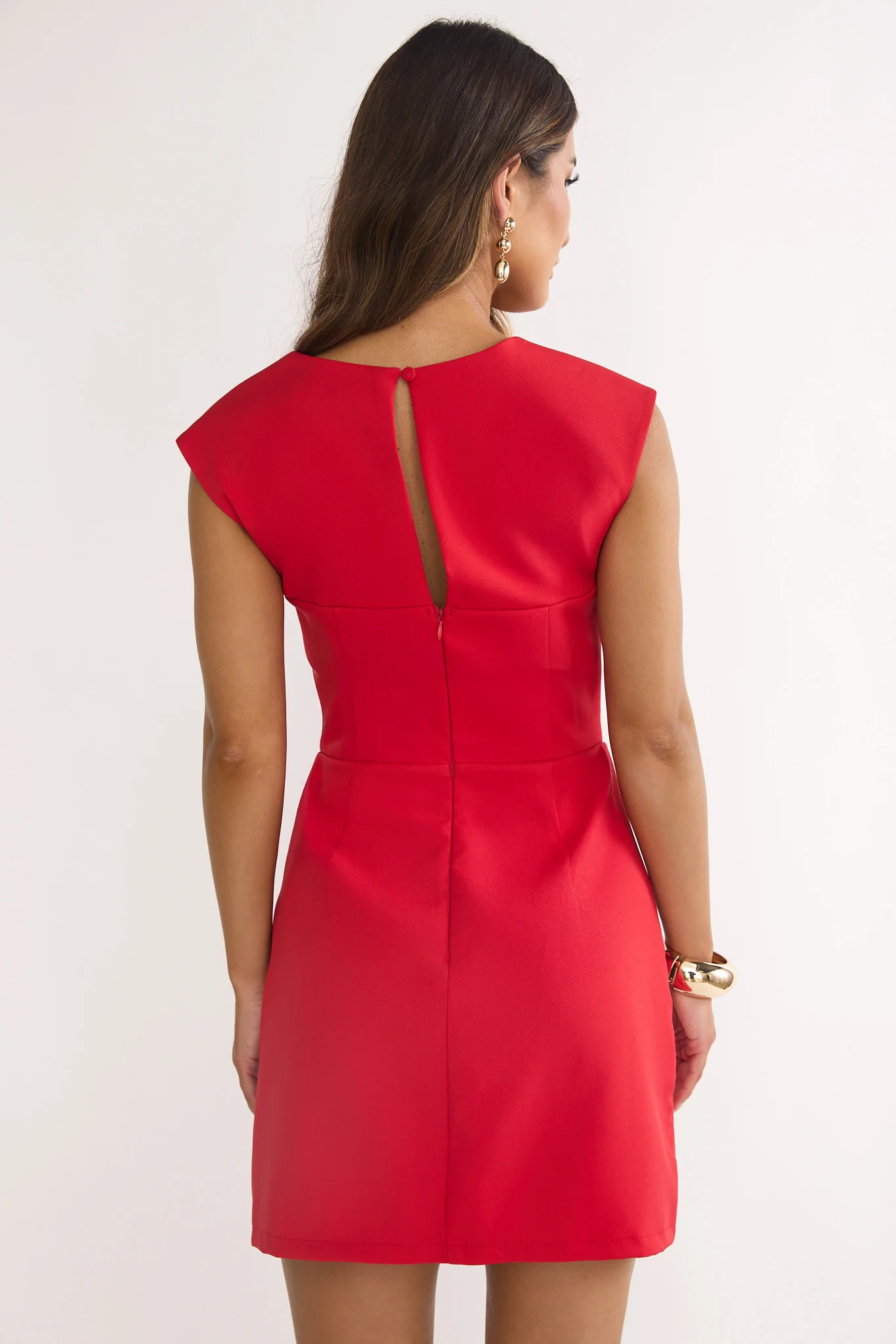 Korella Cap Sleeve Mini Dress Red - Image 3