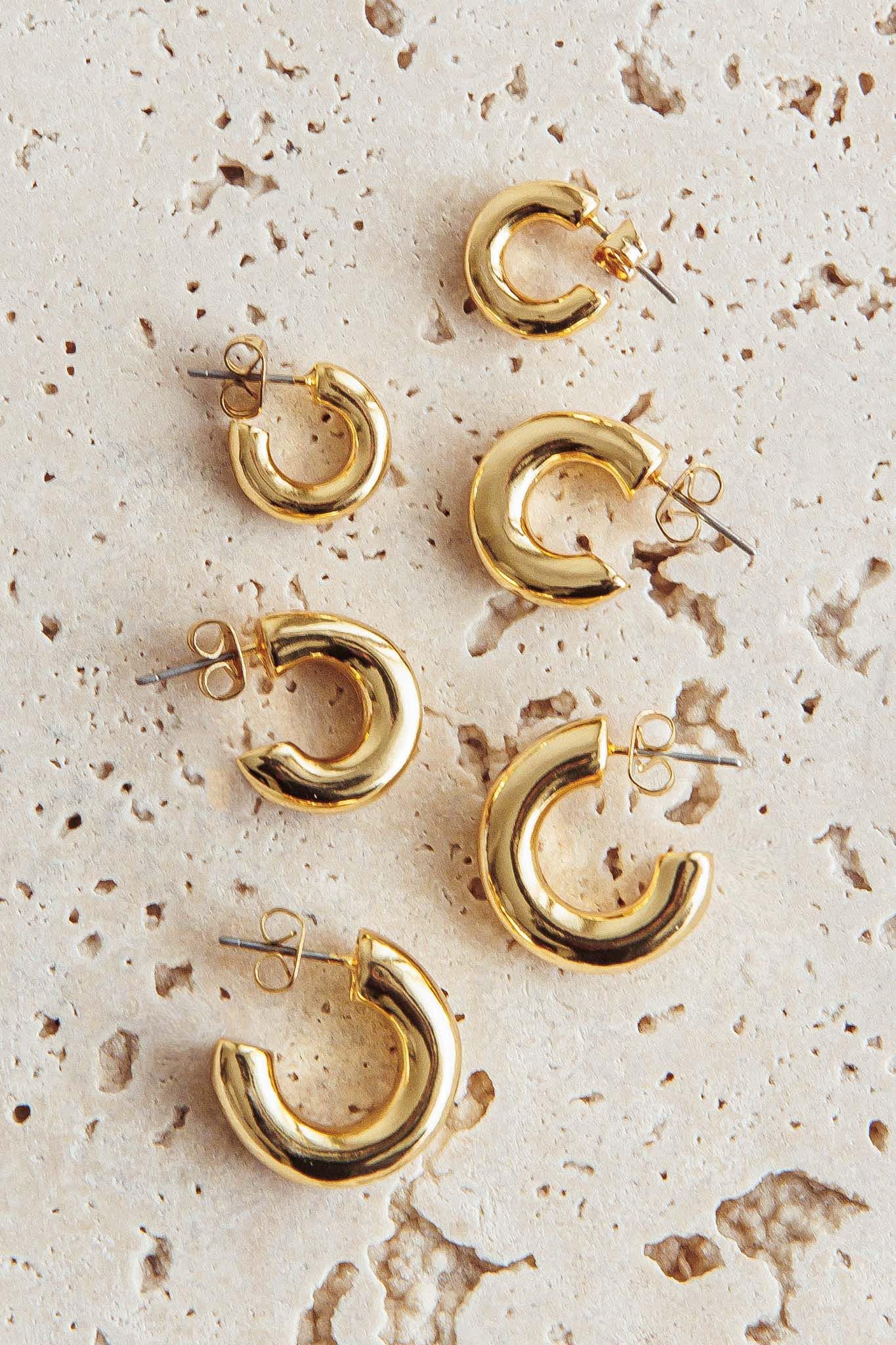 Kya Chunky Half-Hoop Set Gold Plated - Image 2
