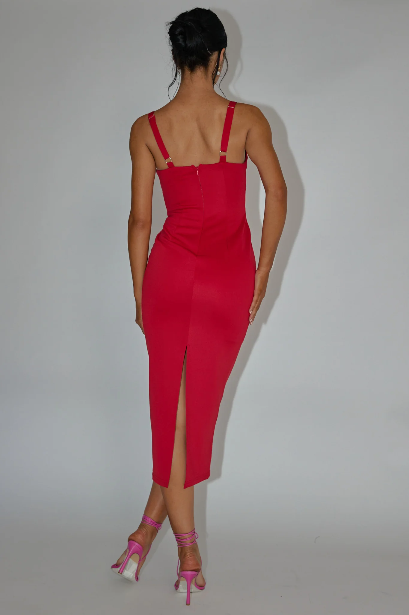 La Bellevilloise Sequin Bust Midi Dress Red - Image 2