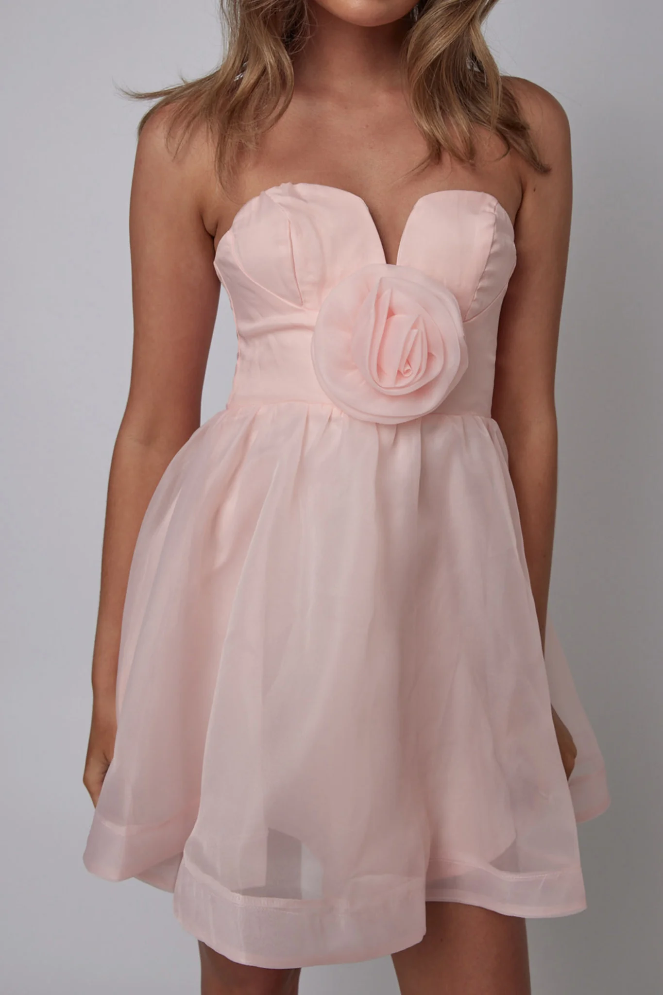 La Vie En Rose Strapless A-Line Mini Dress Baby Pink - Image 5