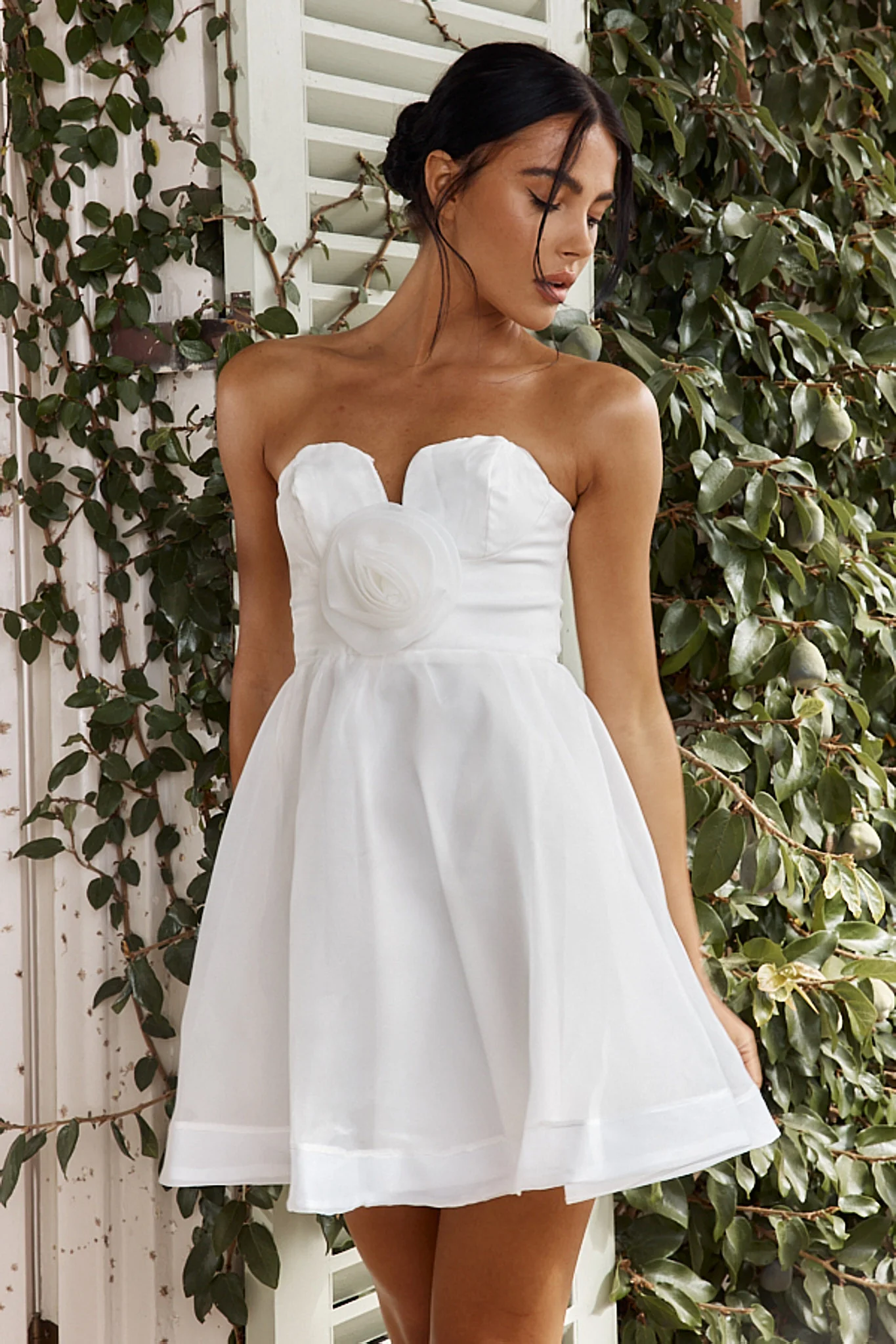 La Vie En Rose Strapless A-Line Mini Dress White - Image 3