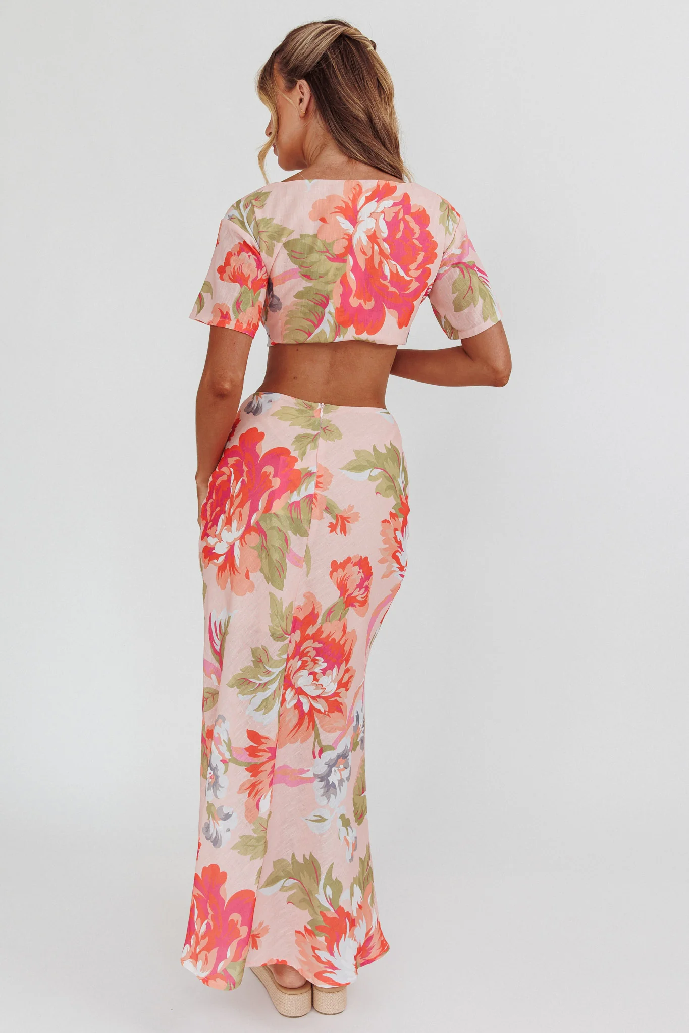 La Vie Floral Maxi Skirt Peach - Image 3