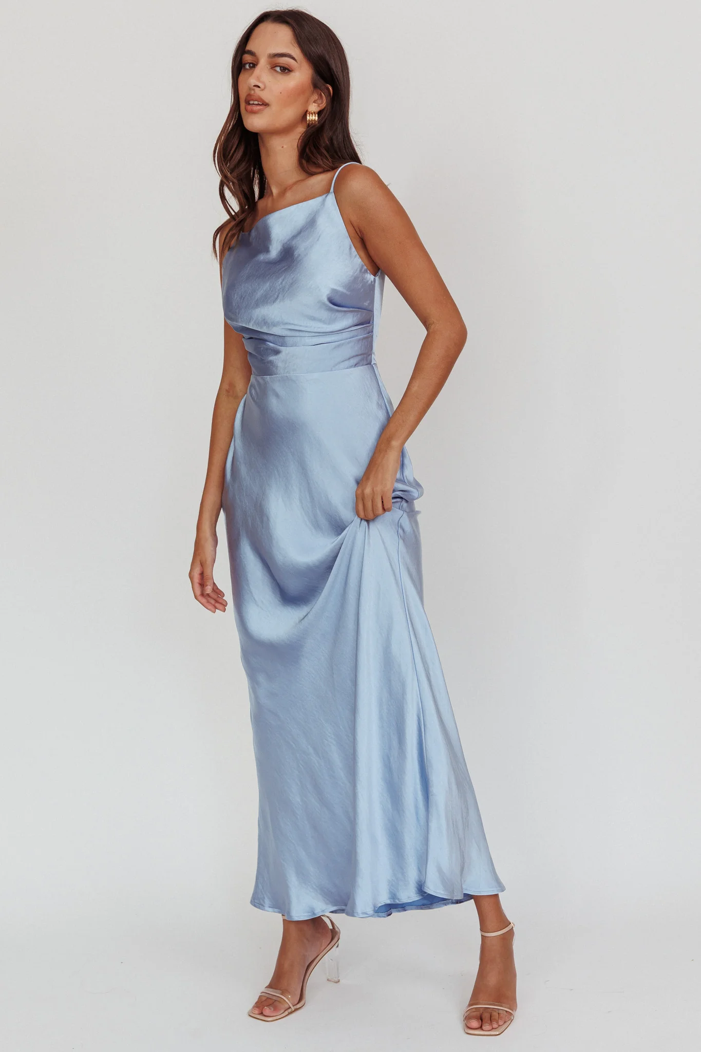 Laila Boat Neck Maxi Dress Stone Blue - Image 4