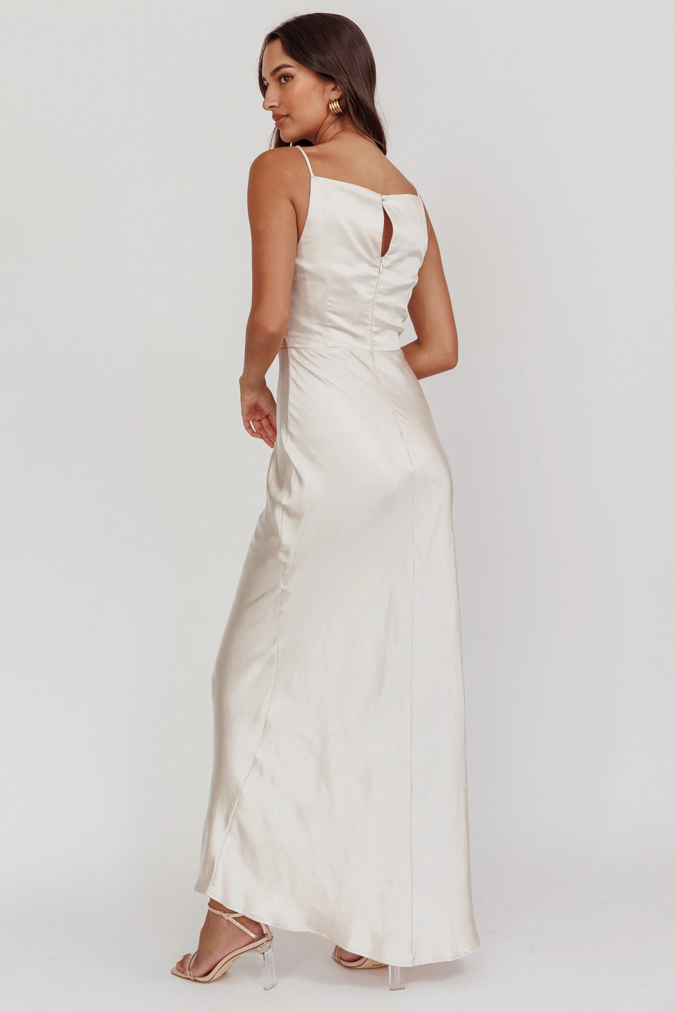 Laila Boat Neck Maxi Dress Stone Champagne - Image 2