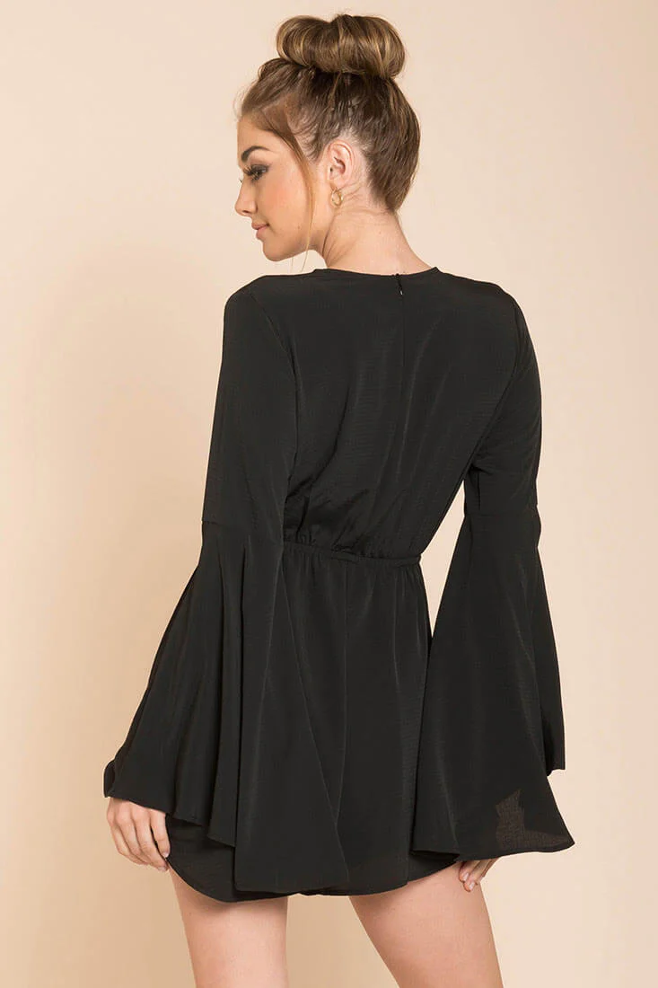 Lailani Bell Sleeve Romper Black - Image 4