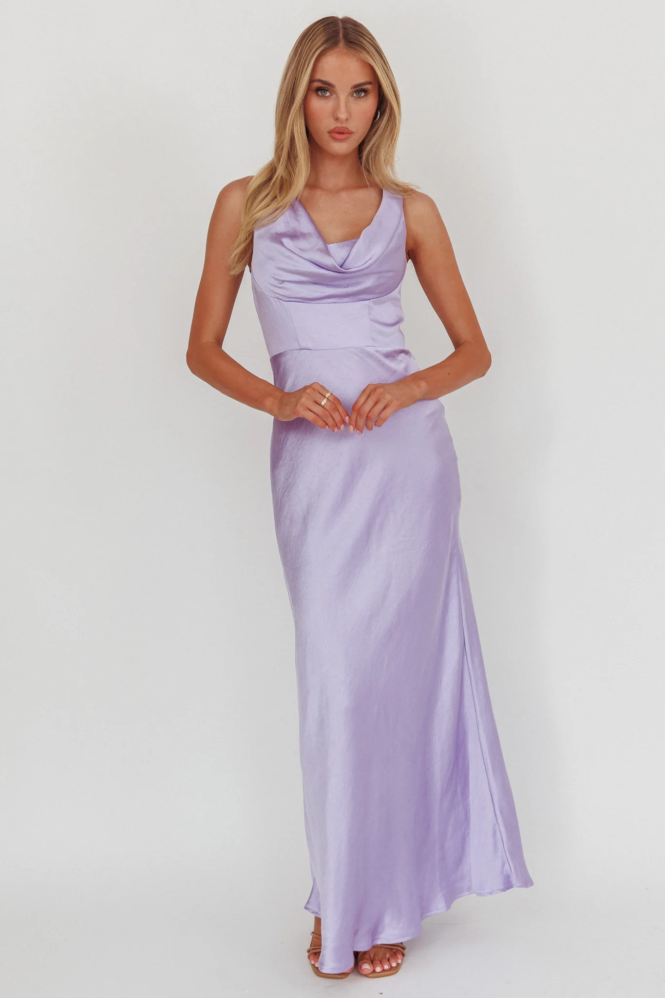 Lainy Cowl Bust Maxi Dress Lilac - Image 4