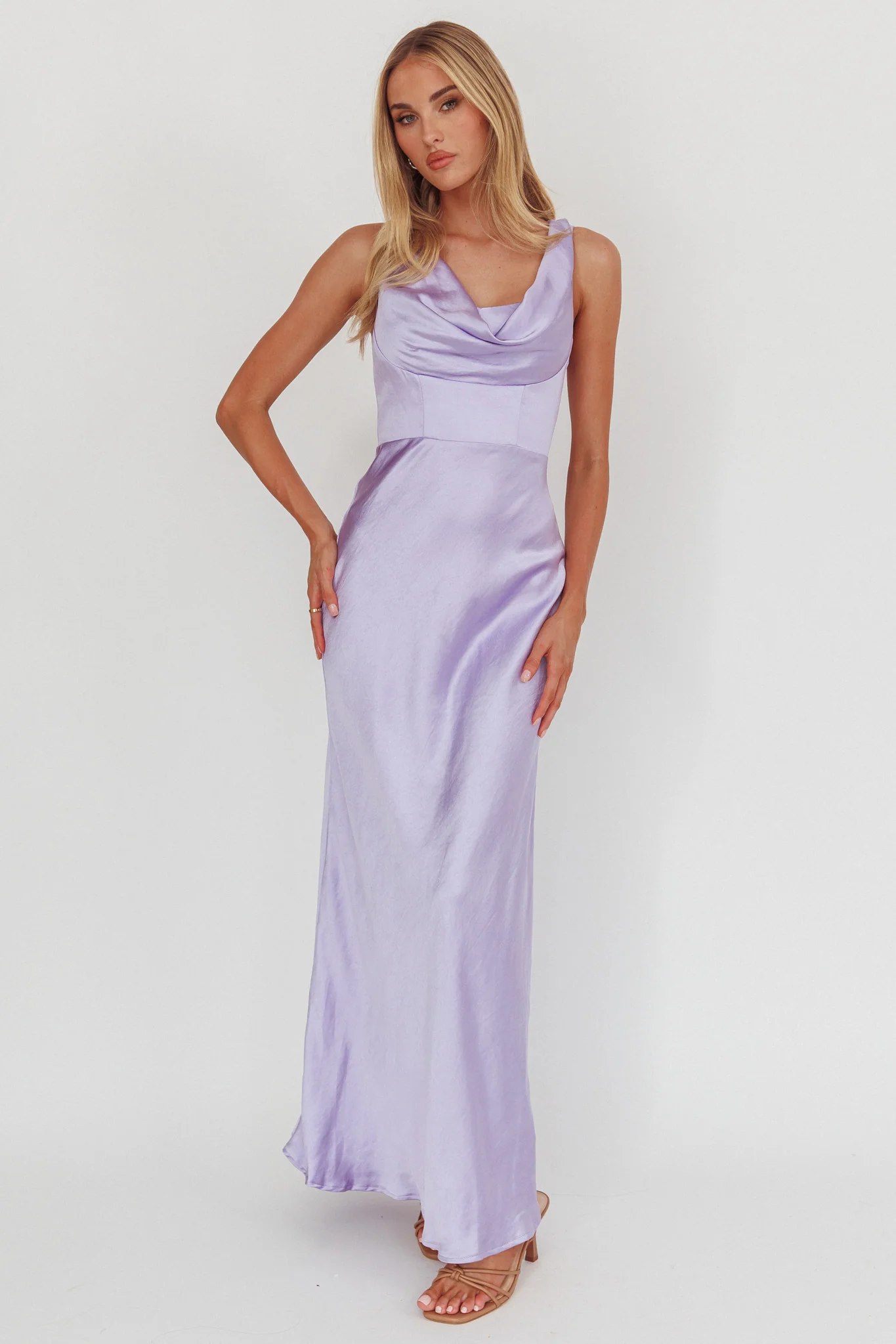 Lainy Cowl Bust Maxi Dress Lilac - Image 5
