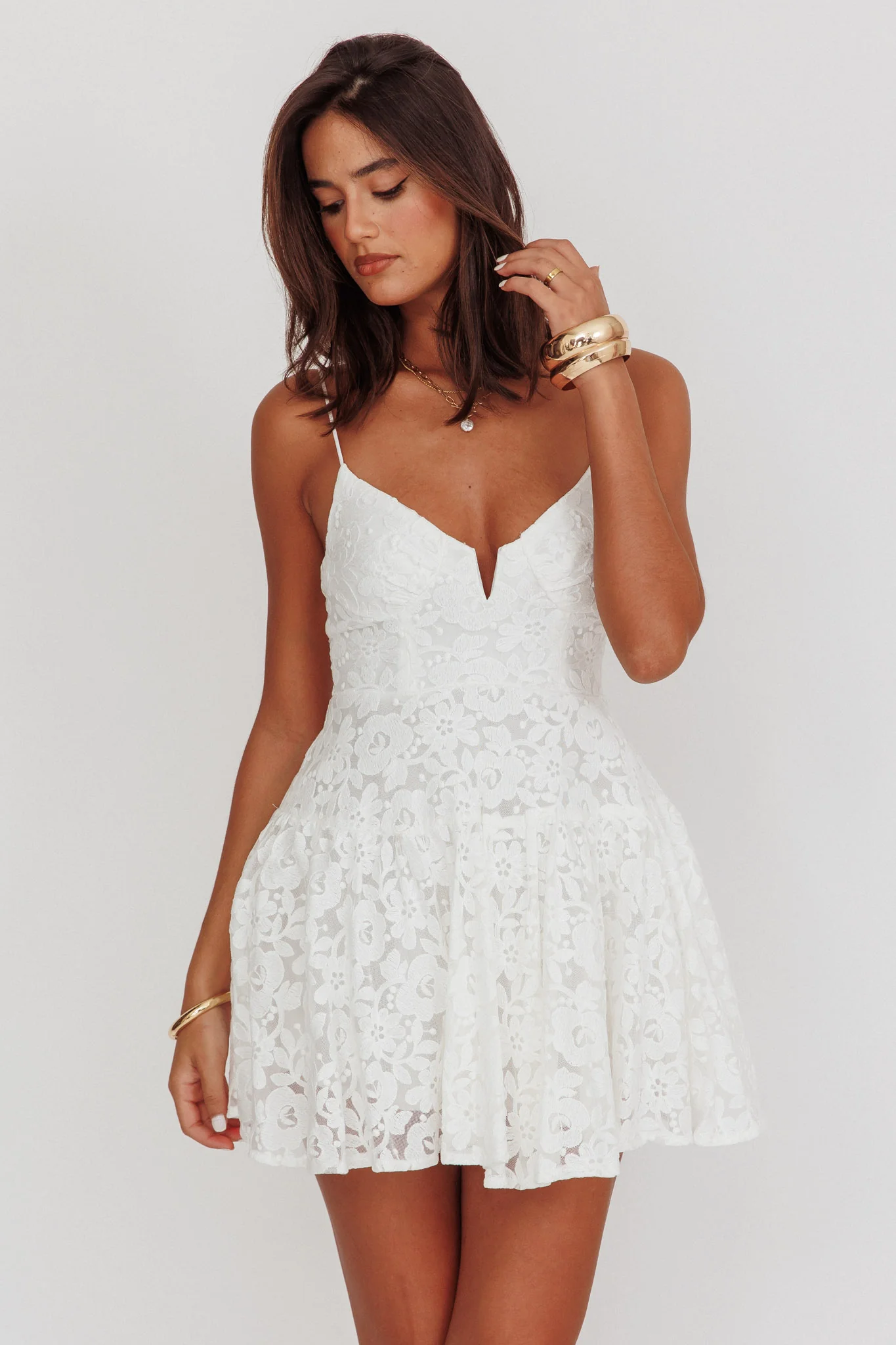 Lake Como Lace Mini Dress White - Image 5