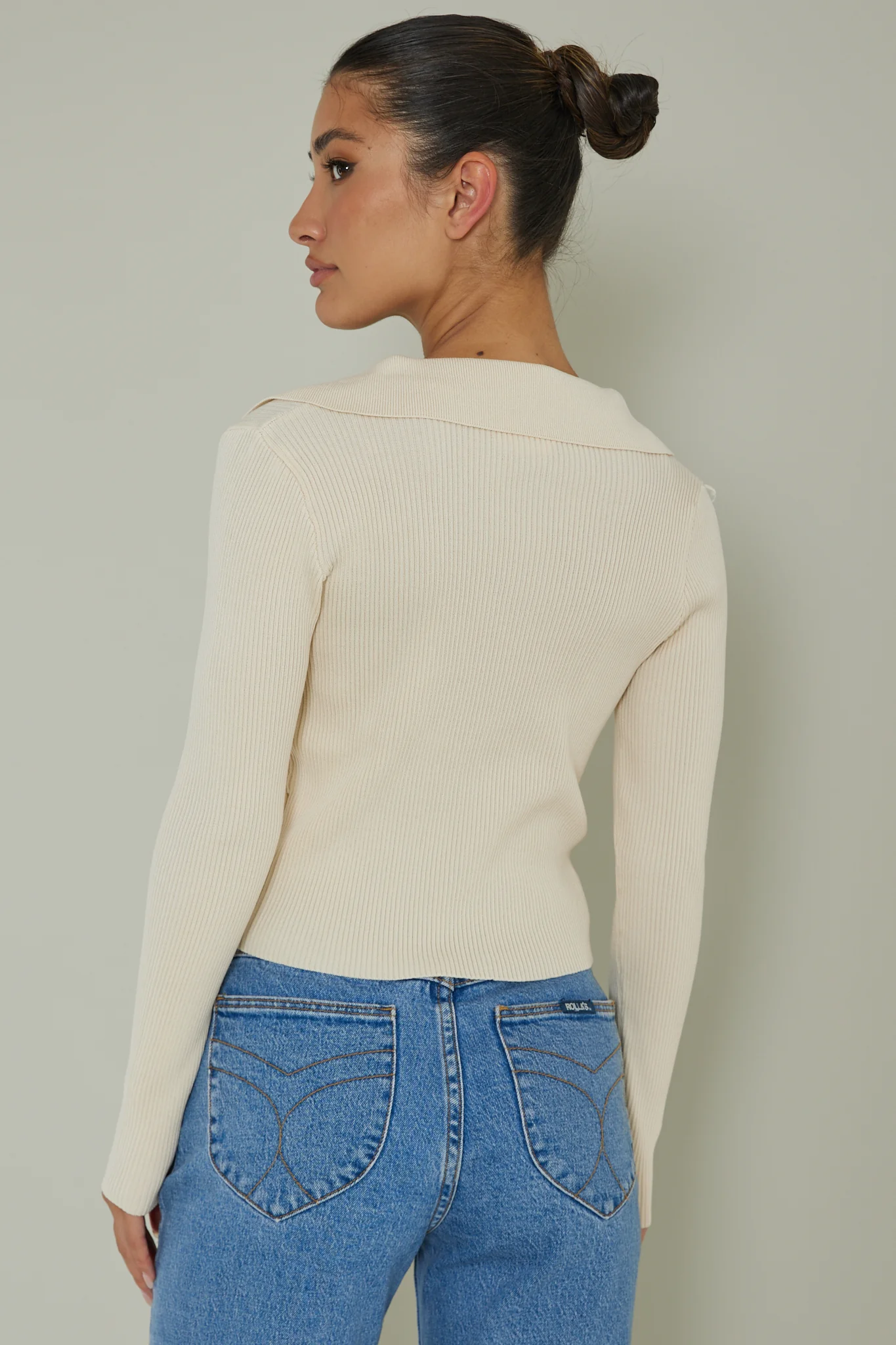 Lake Days Collared Knit Top Cream - Image 2