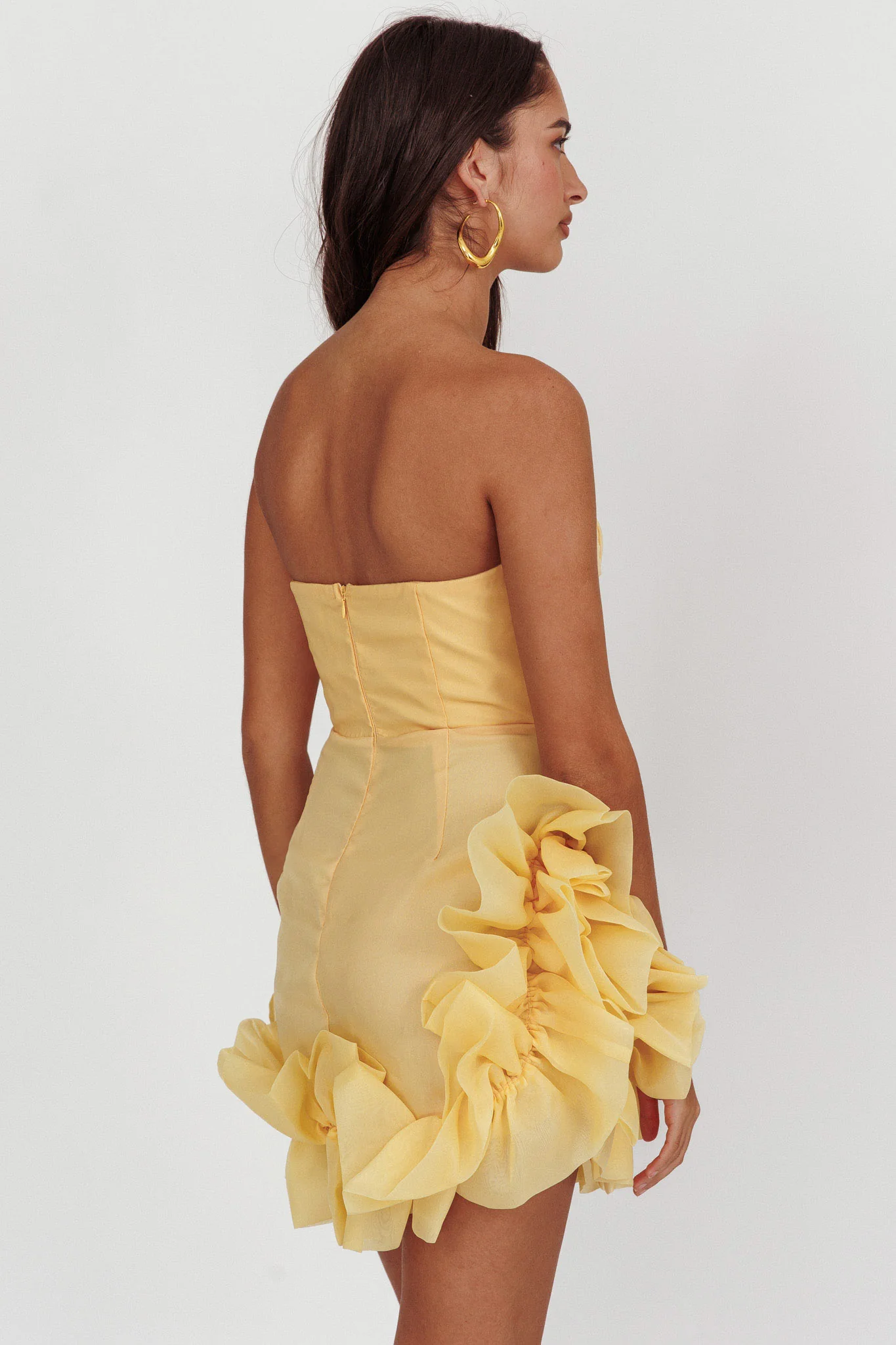 L'amour Toujours Frill Accent Mini Dress Lemon - Image 2