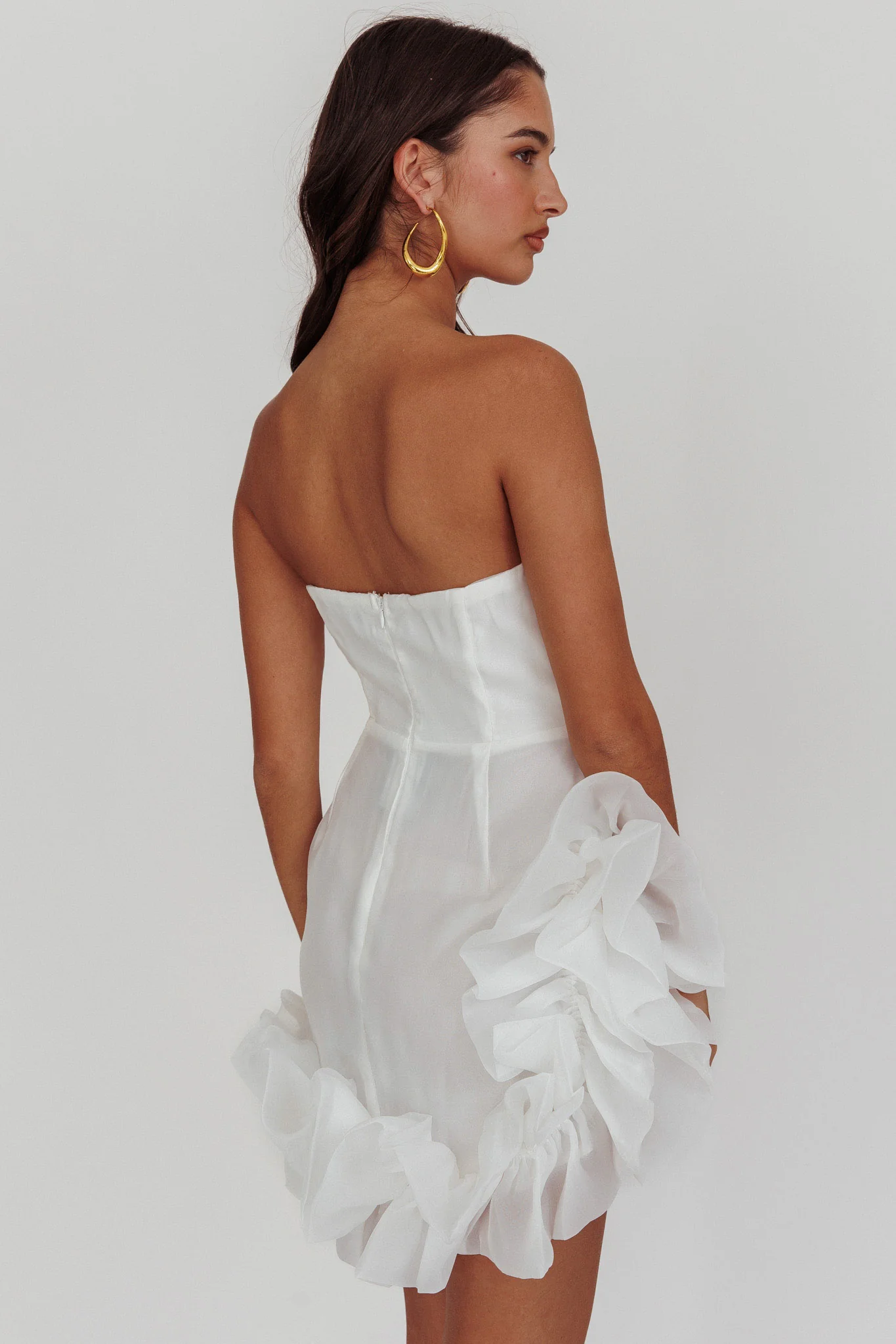 L'amour Toujours Frill Accent Mini Dress White - Image 4