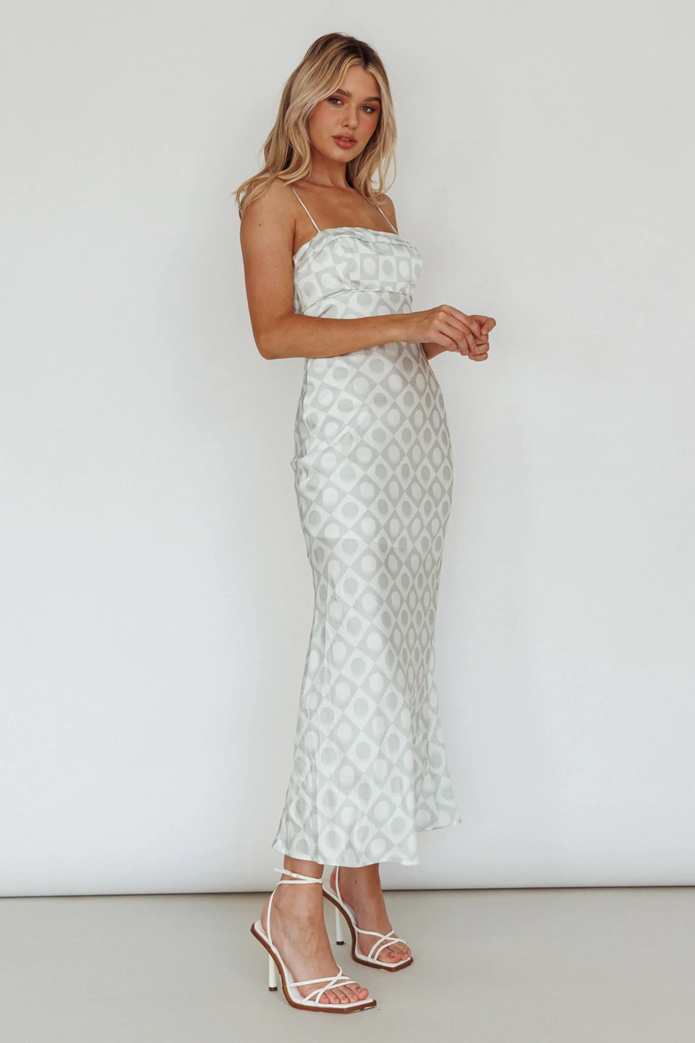Lane Cove Cami Strap Maxi Dress Print Matcha - Image 5
