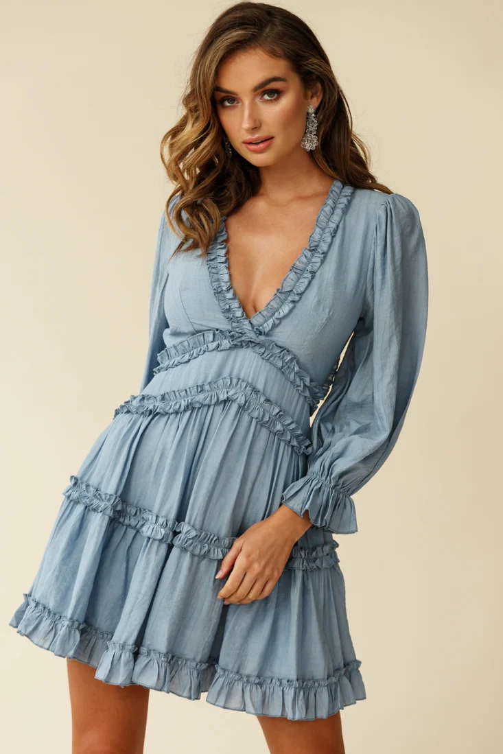 Laney Cutout Back Balloon Sleeve Dress Midnight Blue - Image 4