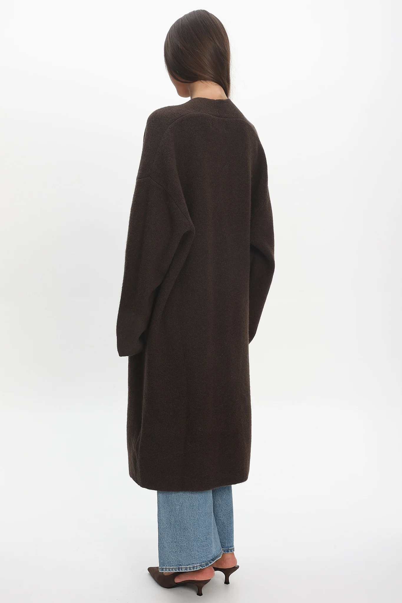 Last Light Longline Oversized Coat Chocolate - Image 3