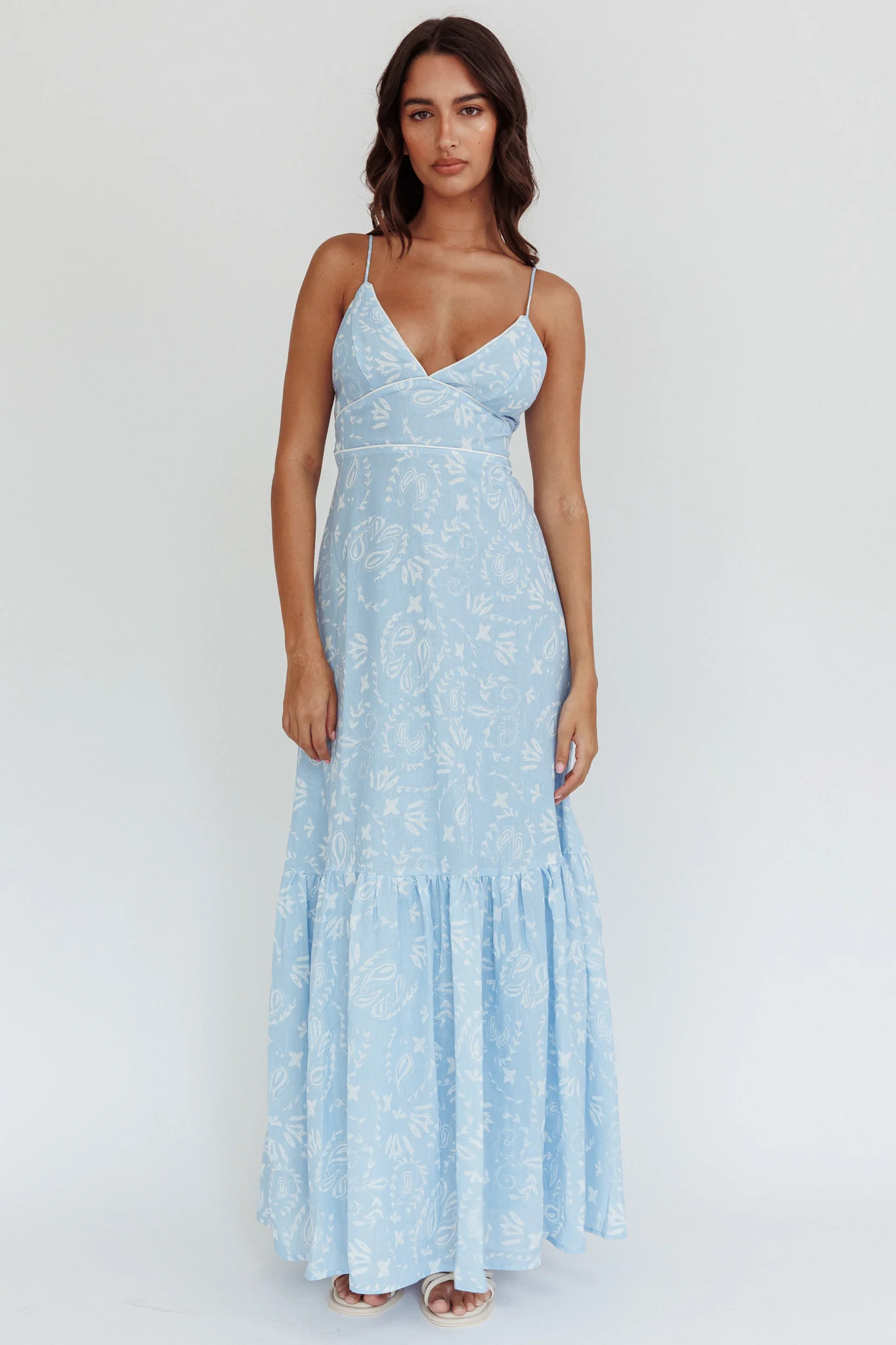 Later Days Cami Strap Maxi Dress Paisley Blue - Image 5