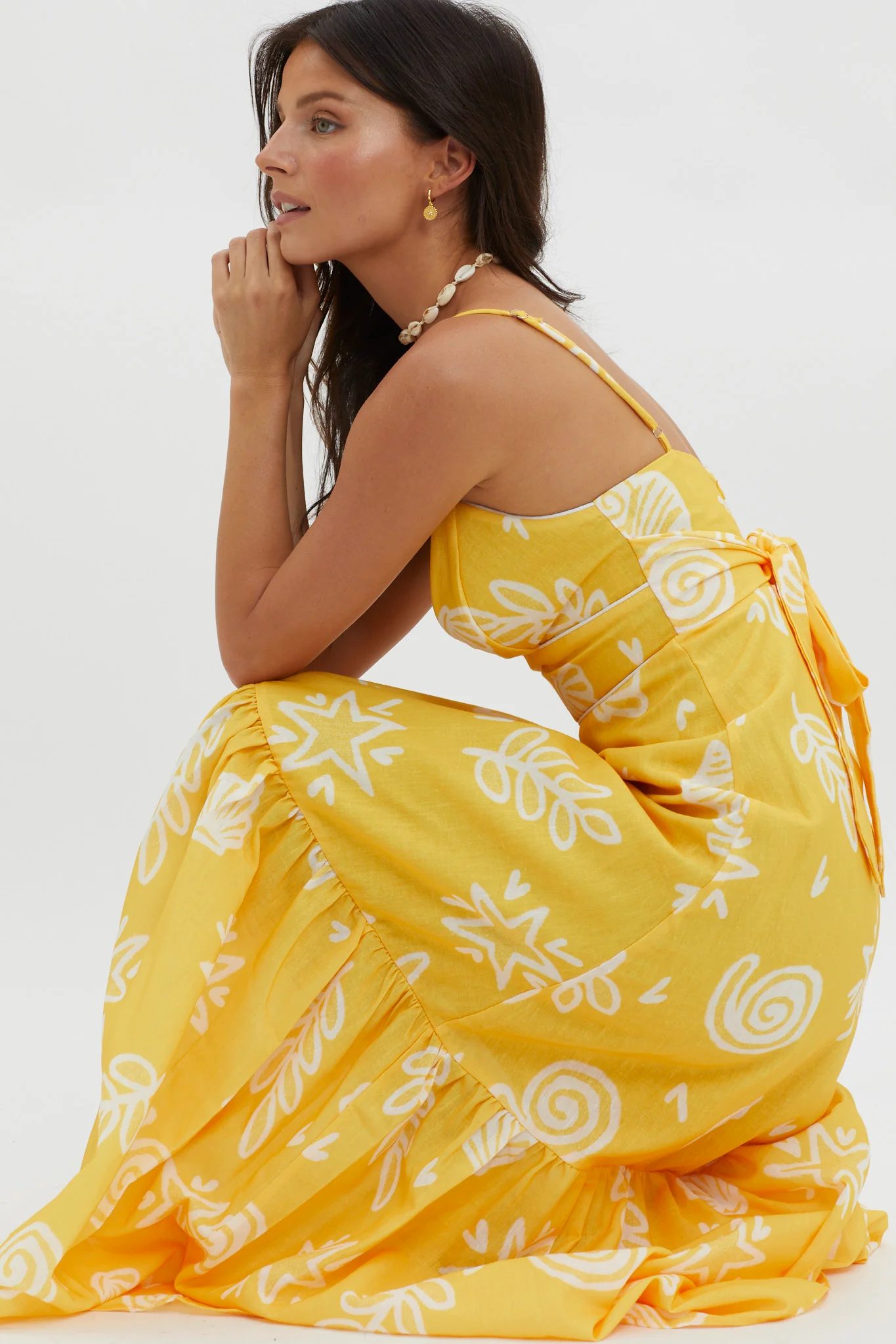 Later Days Cami Strap Maxi Dress Print Yellow - Image 2