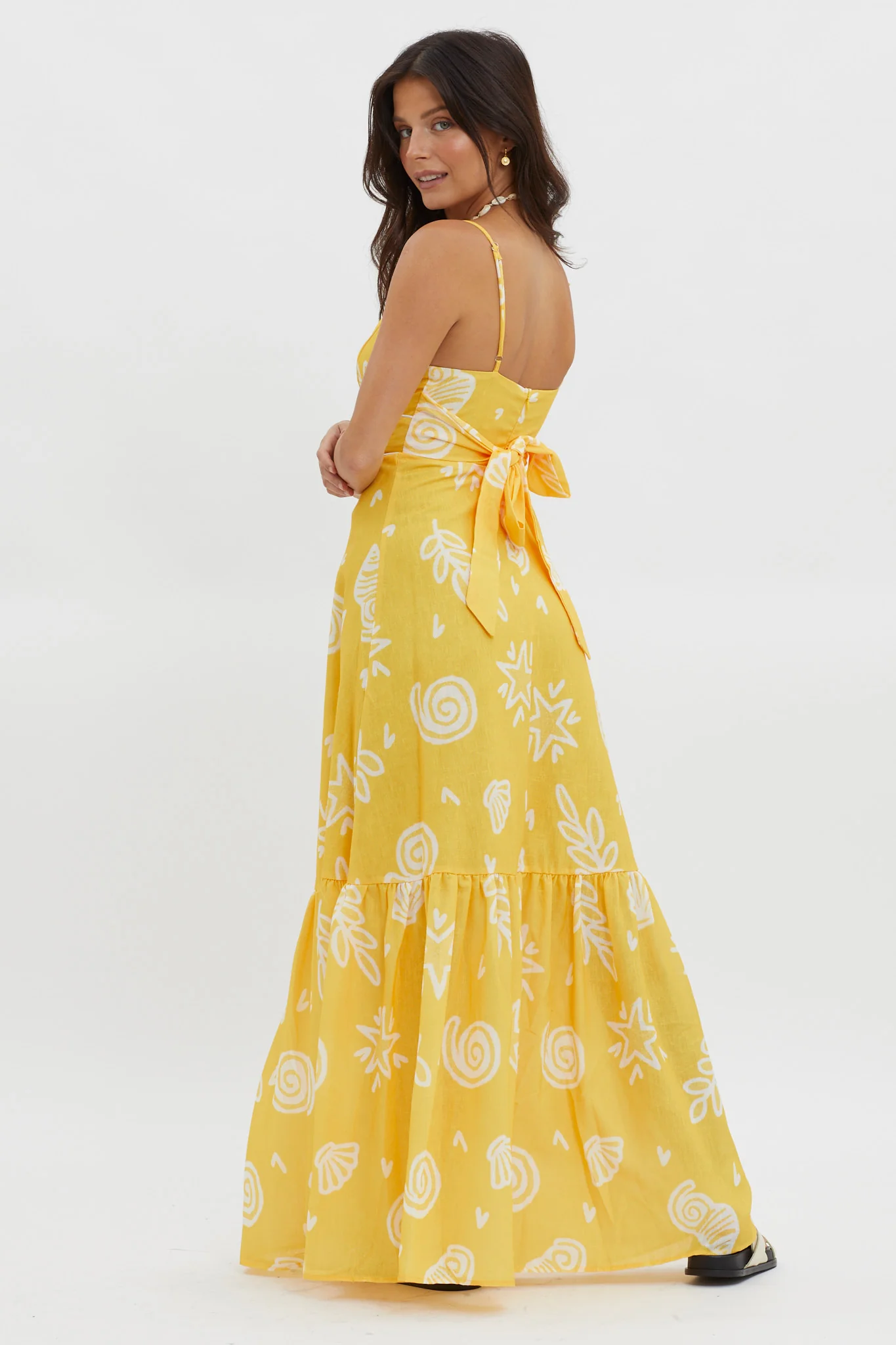 Later Days Cami Strap Maxi Dress Print Yellow - Image 3