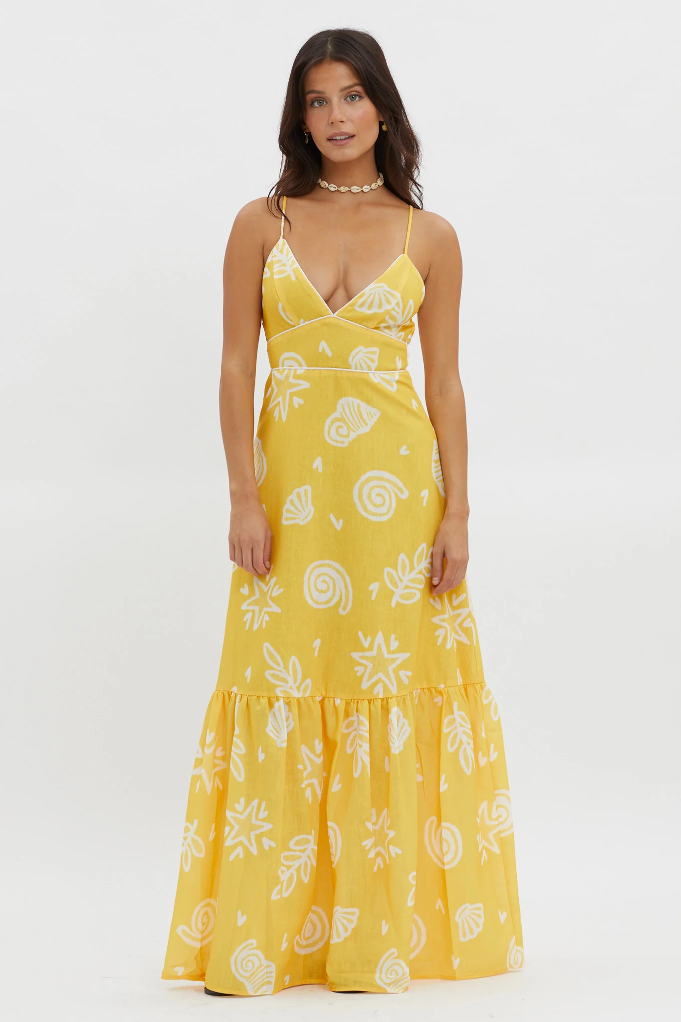 Later Days Cami Strap Maxi Dress Print Yellow - Image 4