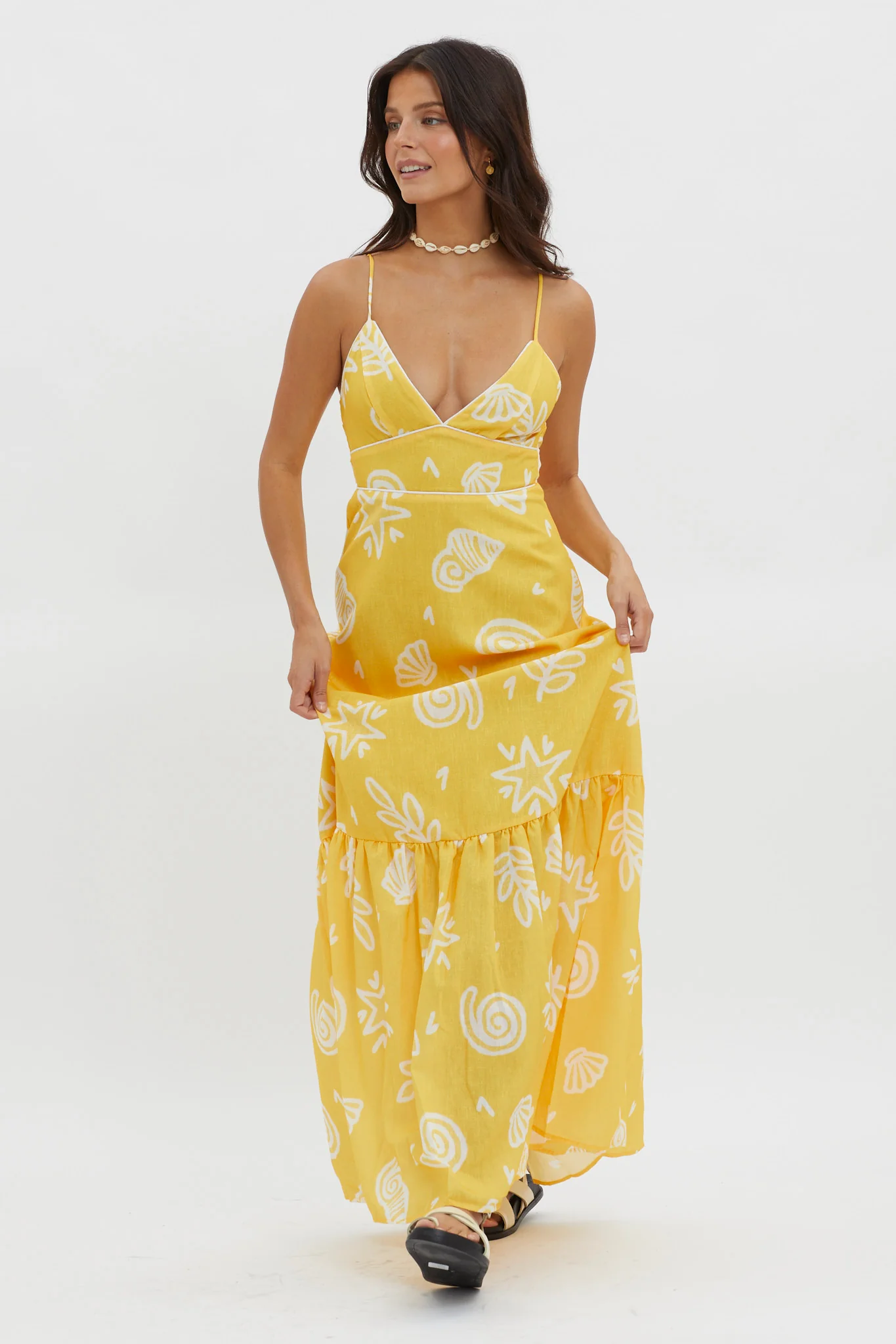 Later Days Cami Strap Maxi Dress Print Yellow - Image 6