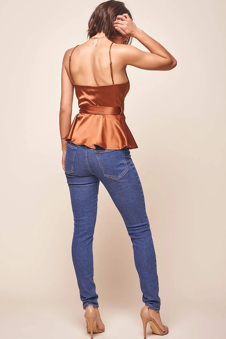 Laural Side-Tie Wrap Top Copper - Image 4