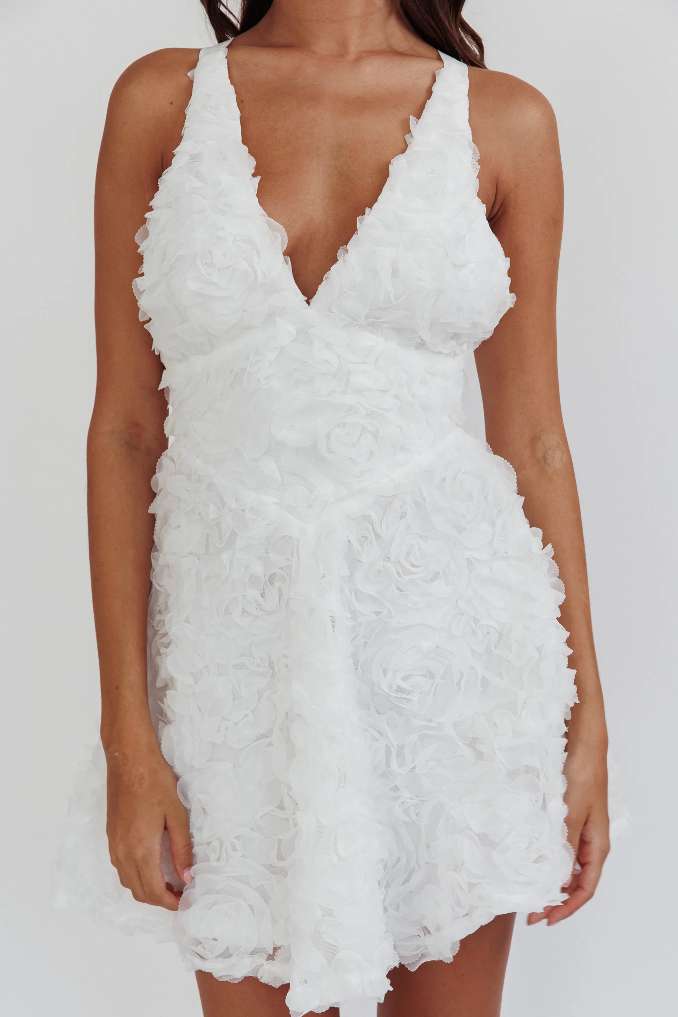Lavalle Criss-Cross Embellished Mini Dress White - Image 4