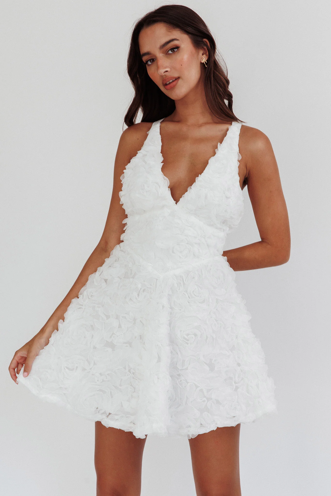 Lavalle Criss-Cross Embellished Mini Dress White - Image 5