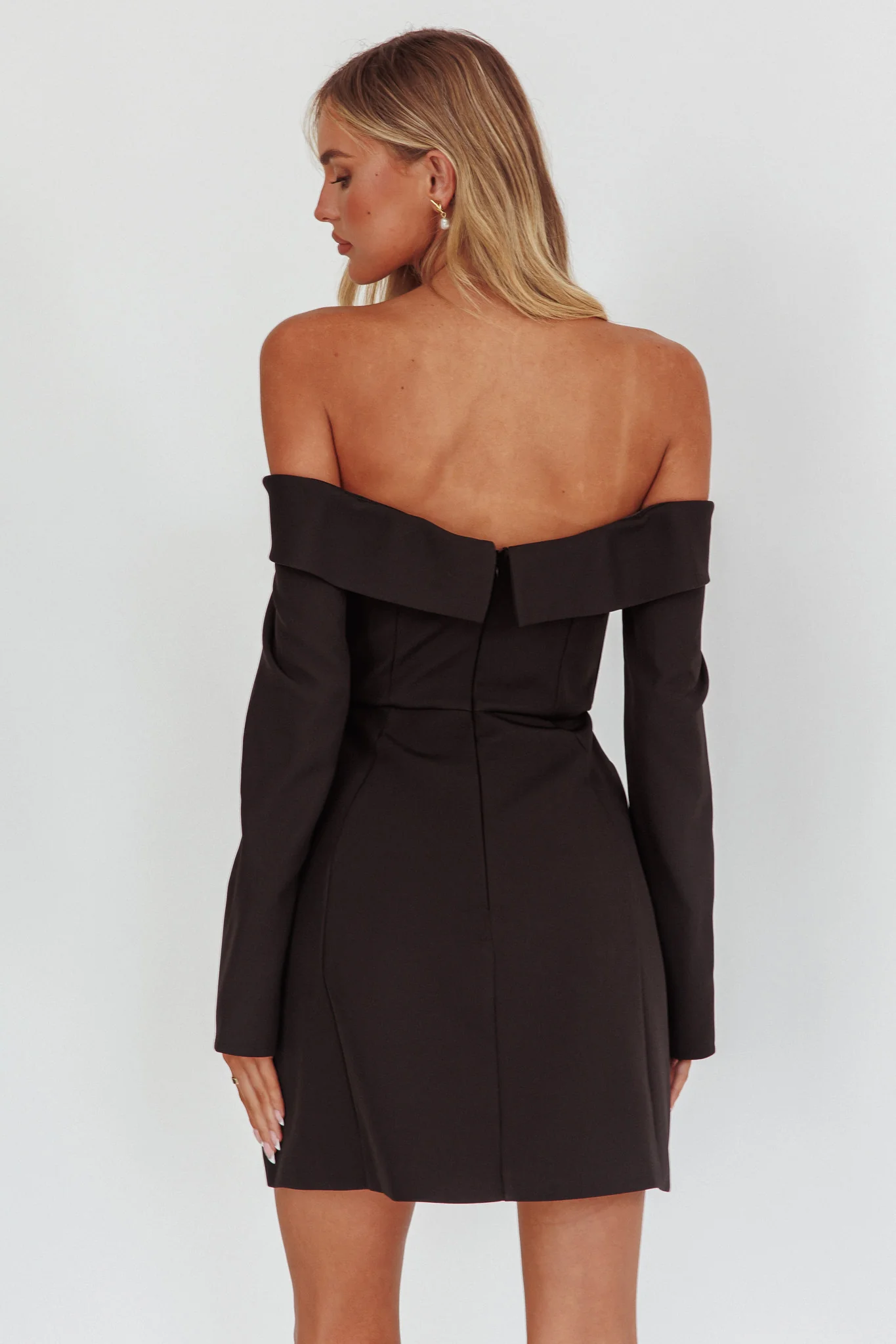 Laviniah Foldover Long Sleeve Mini Dress Black - Image 2
