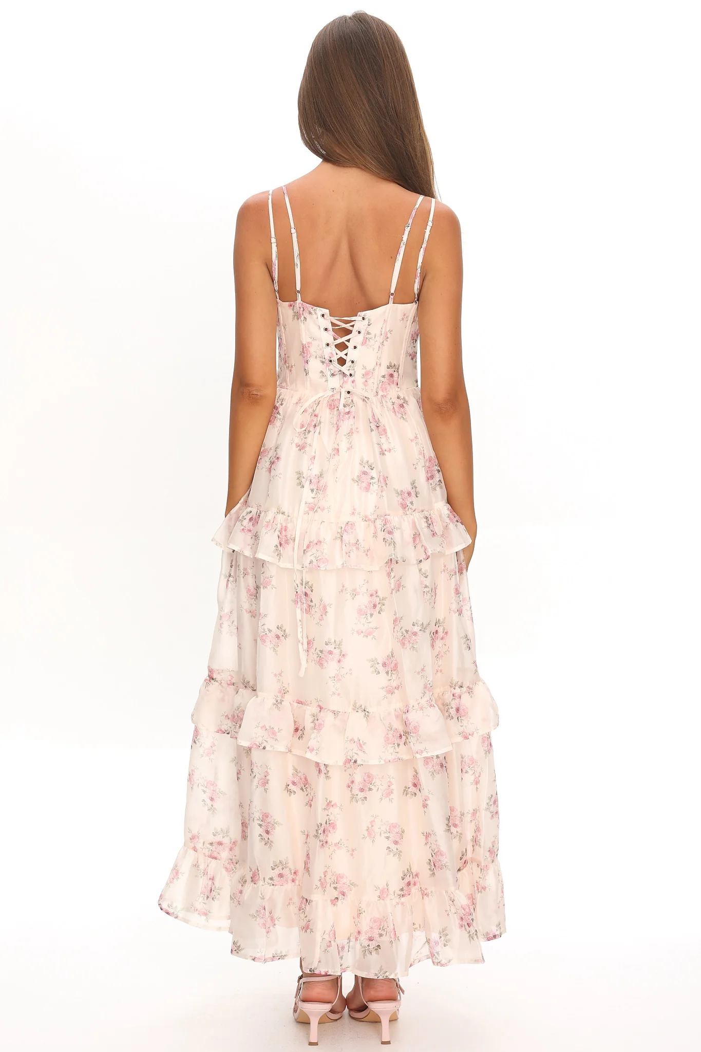 Layna Frill Trim Maxi Dress Floral Blush - Image 2