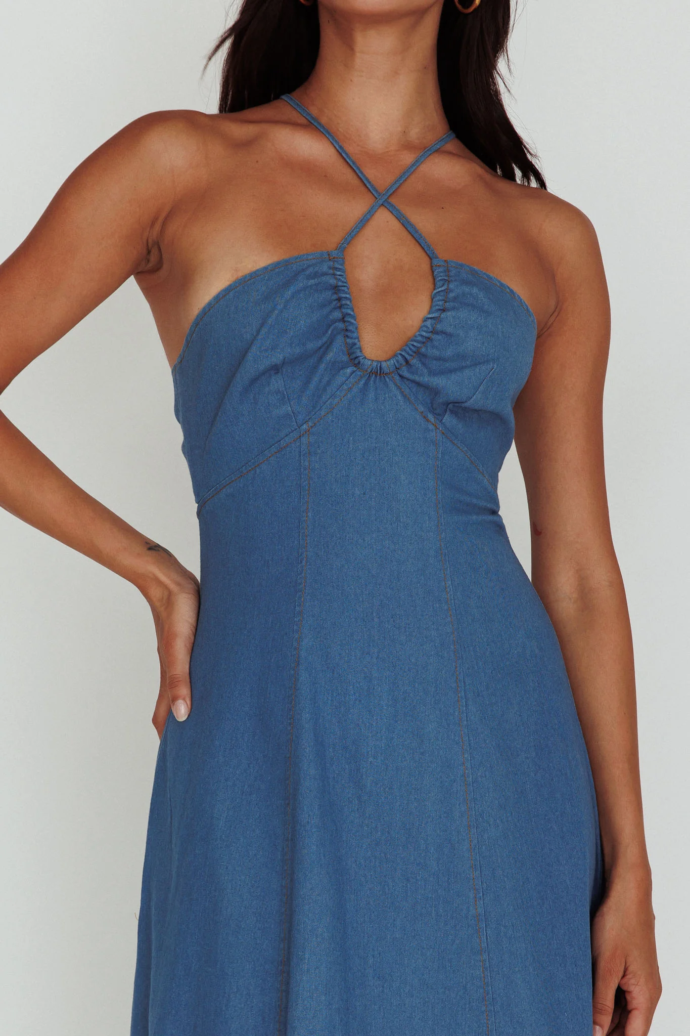 Leilana Halterneck Maxi Dress Denim - Image 4