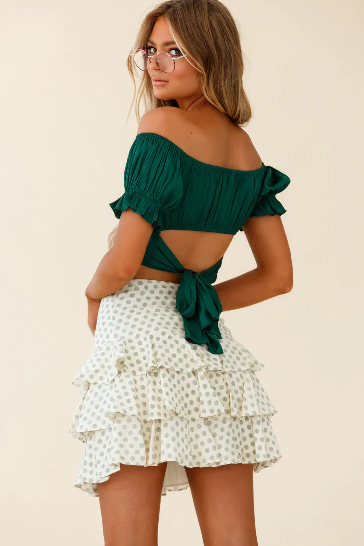 Let Them Eat Cake Triple Ruffle Skirt Green - Image 4