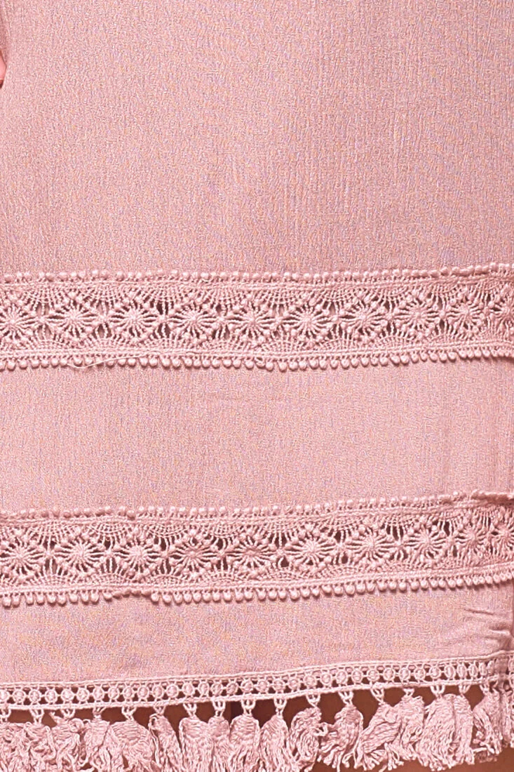 Leticia Sleeveless Frilly Trim Dress Mocha - Image 6