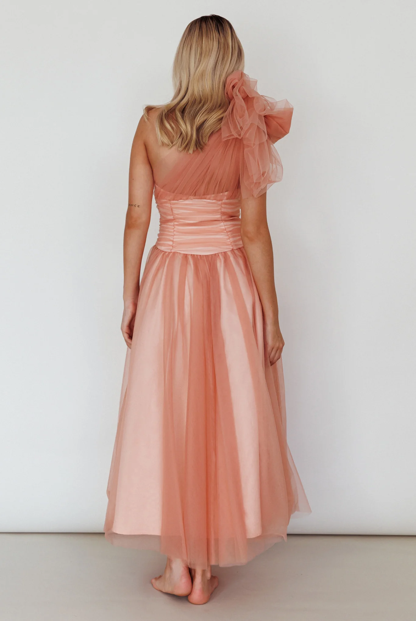Let's Elope Bow Shoulder Midi Dress Lipstick - Image 2