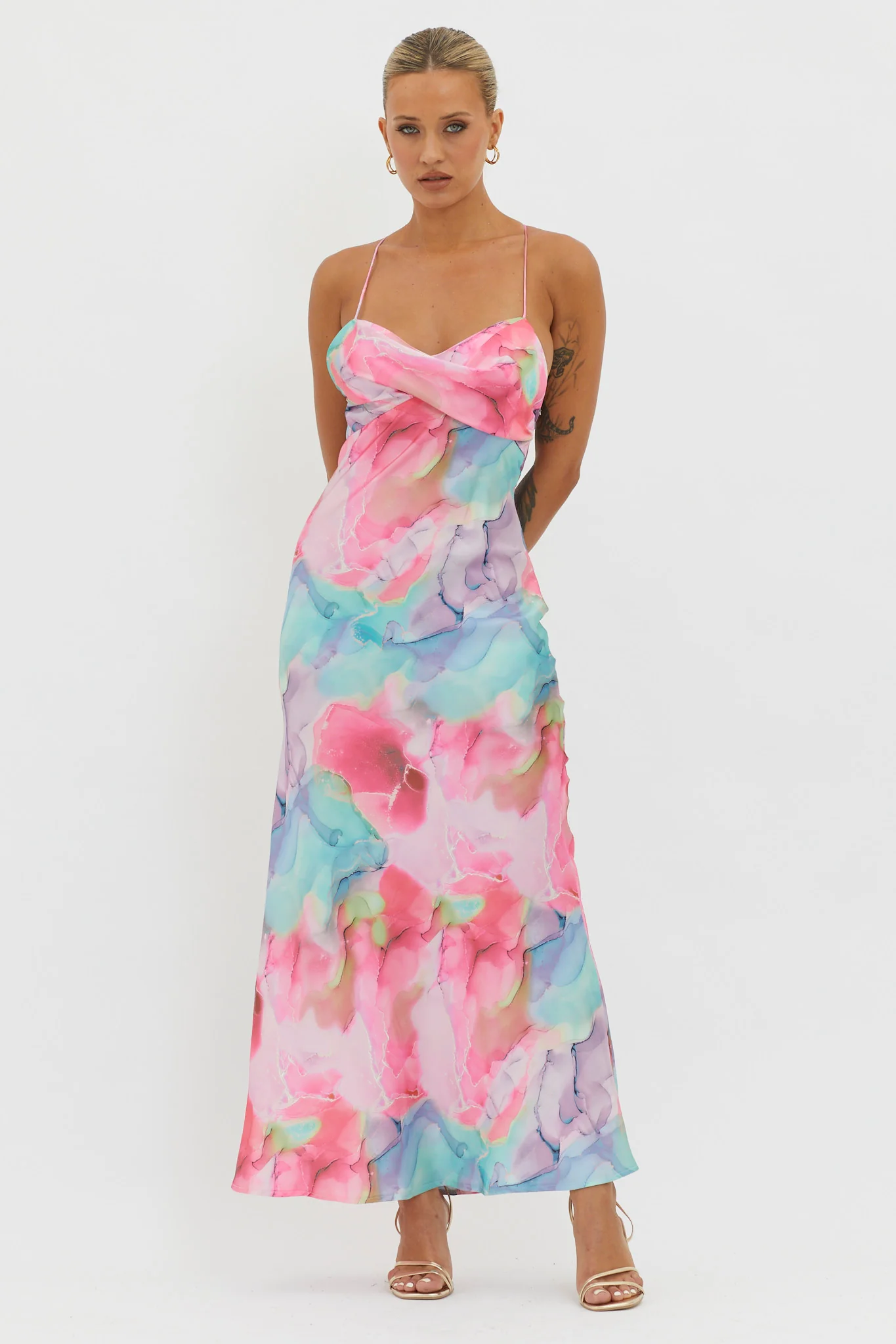 Libby Scoop Back Maxi Dress Abstract Pink - Image 5