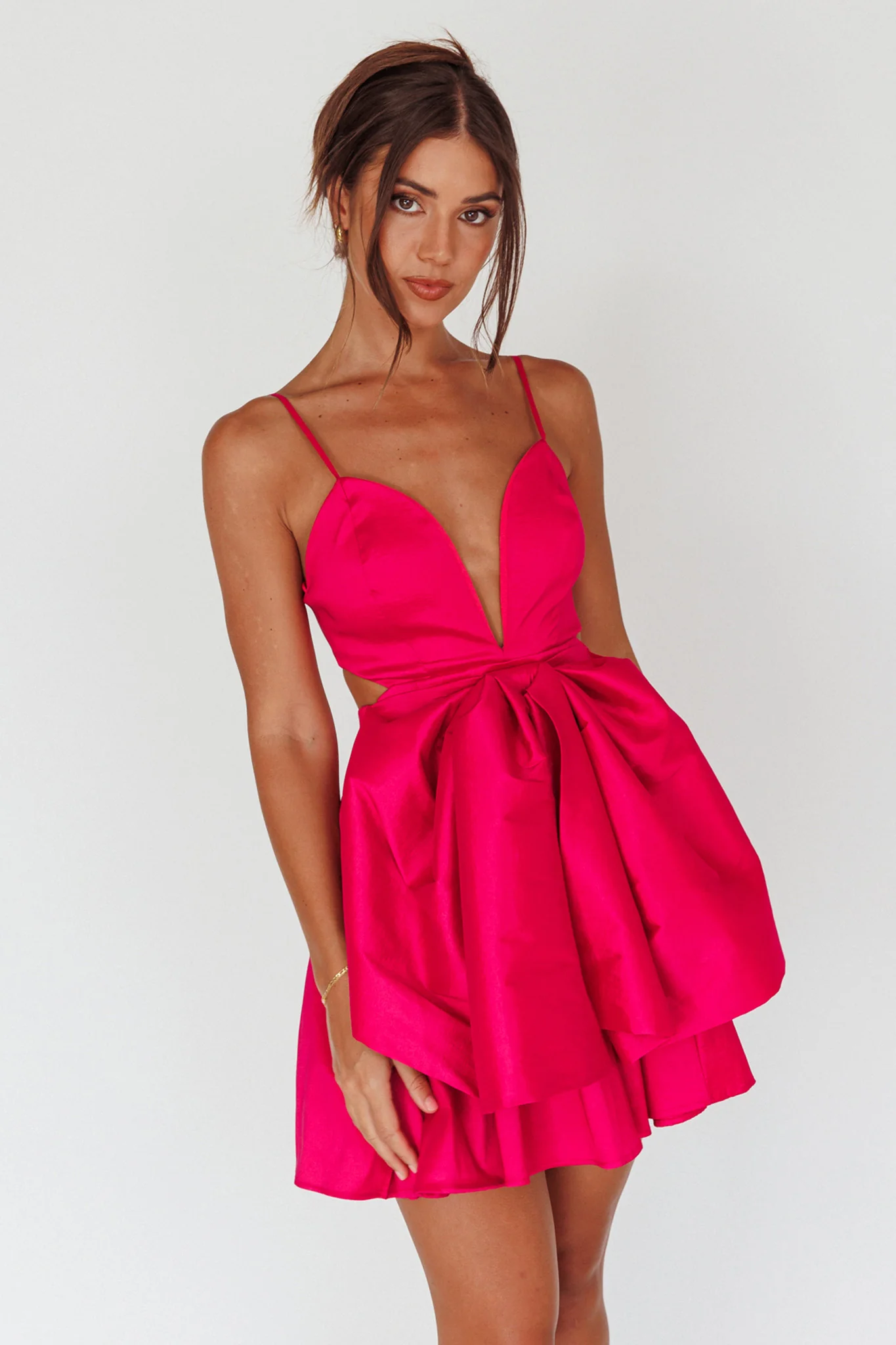 Life Is Rosy Large Bow Mini Dress Fuchsia - Image 5