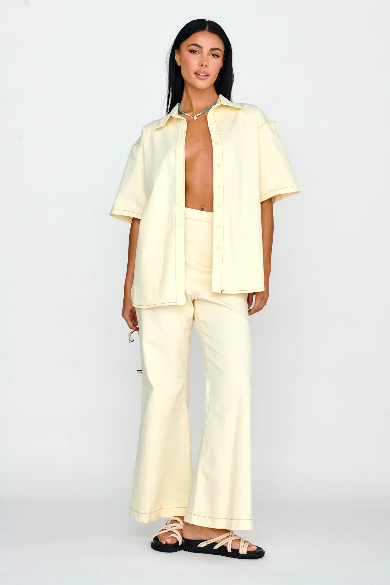 Light Aura Button Up Shirt Buttermilk - Image 3