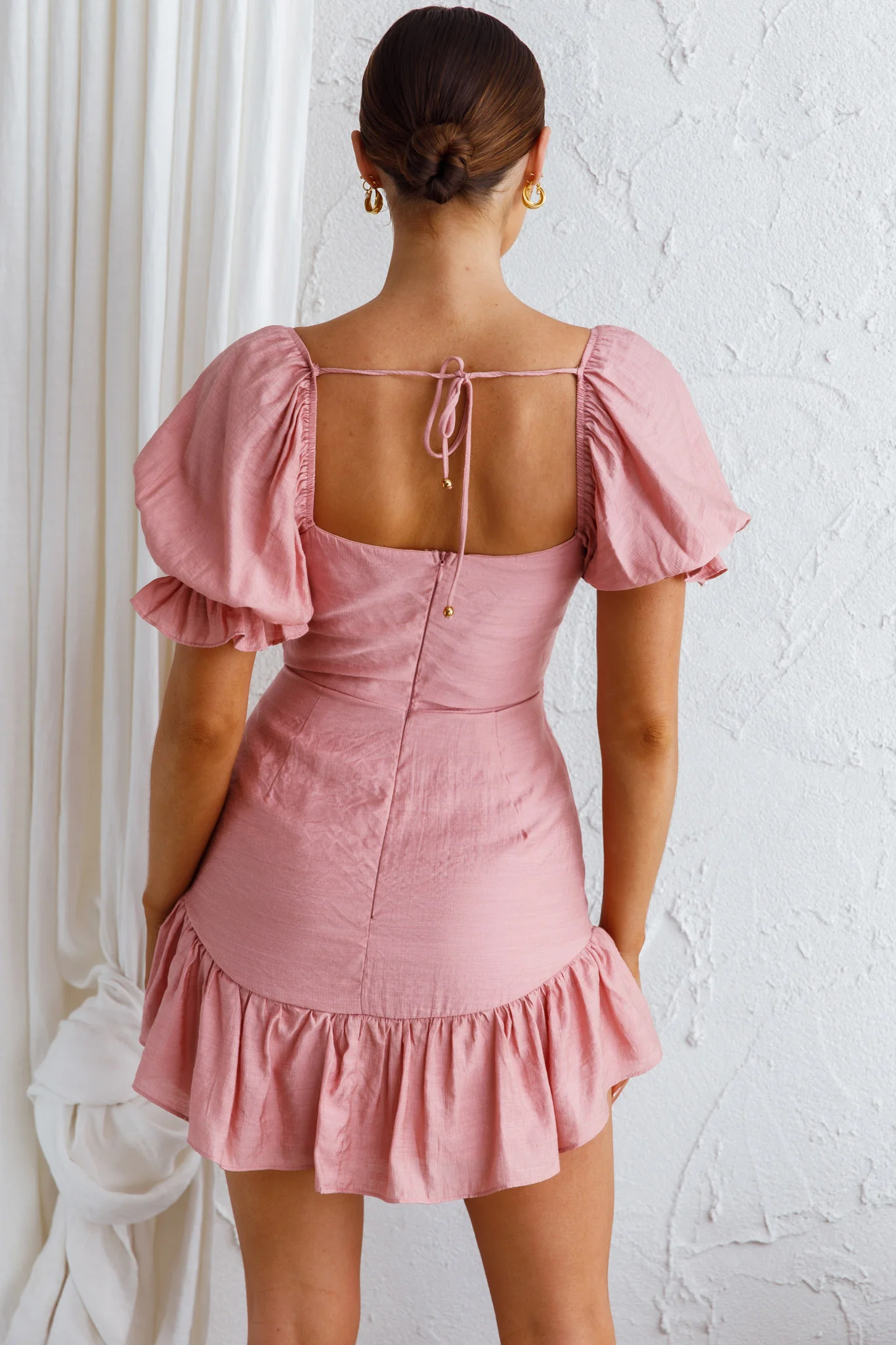Light Catcher Sweetheart Neckline Frill Dress Blush - Image 6